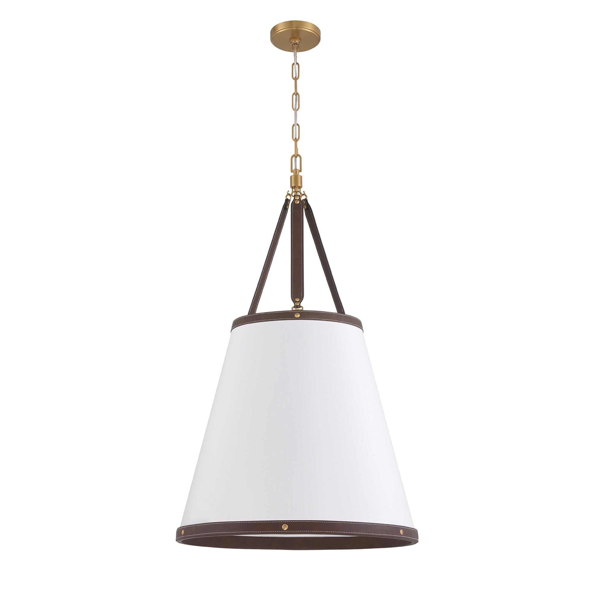 Shown in Luxe Gold finish and Linen shade