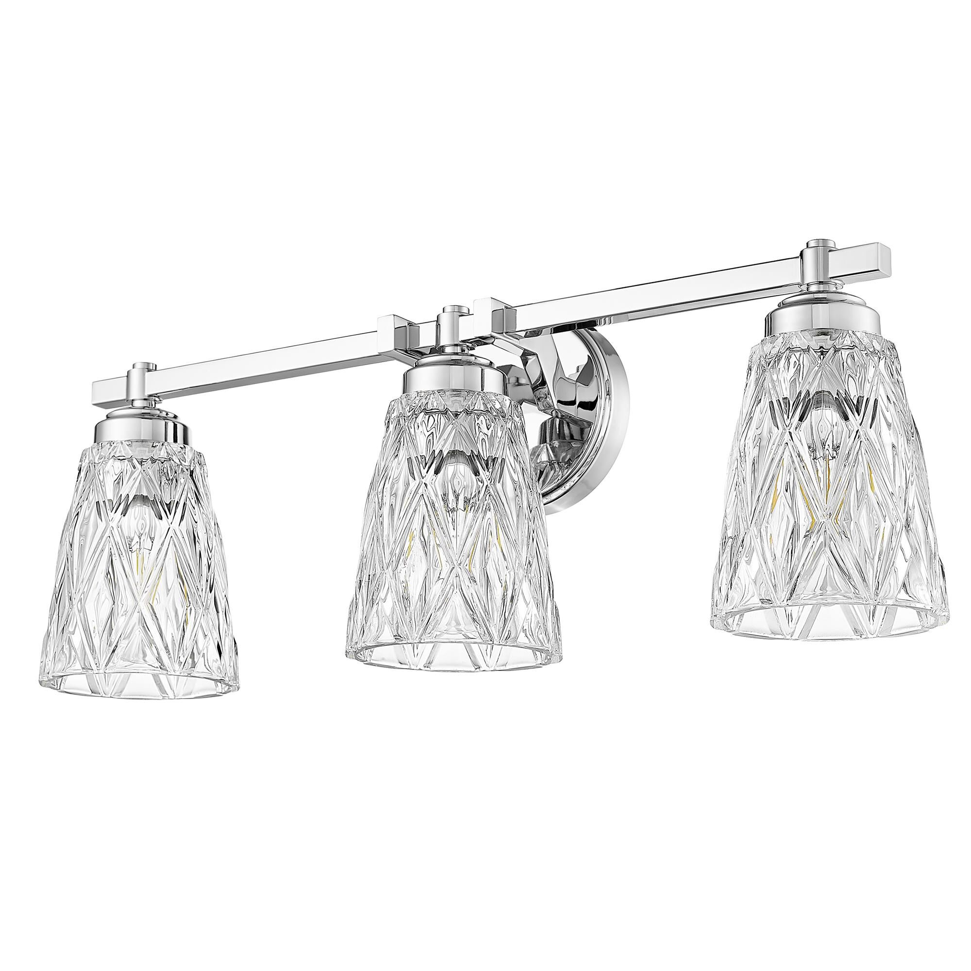 Shown in Chrome finish and Clear glass