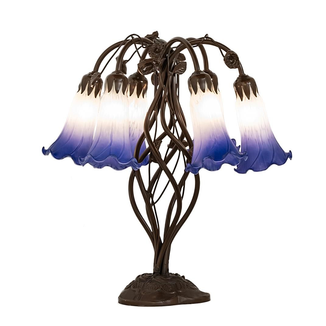 Shown in Mahogany Bronze finish and Blue;White glass