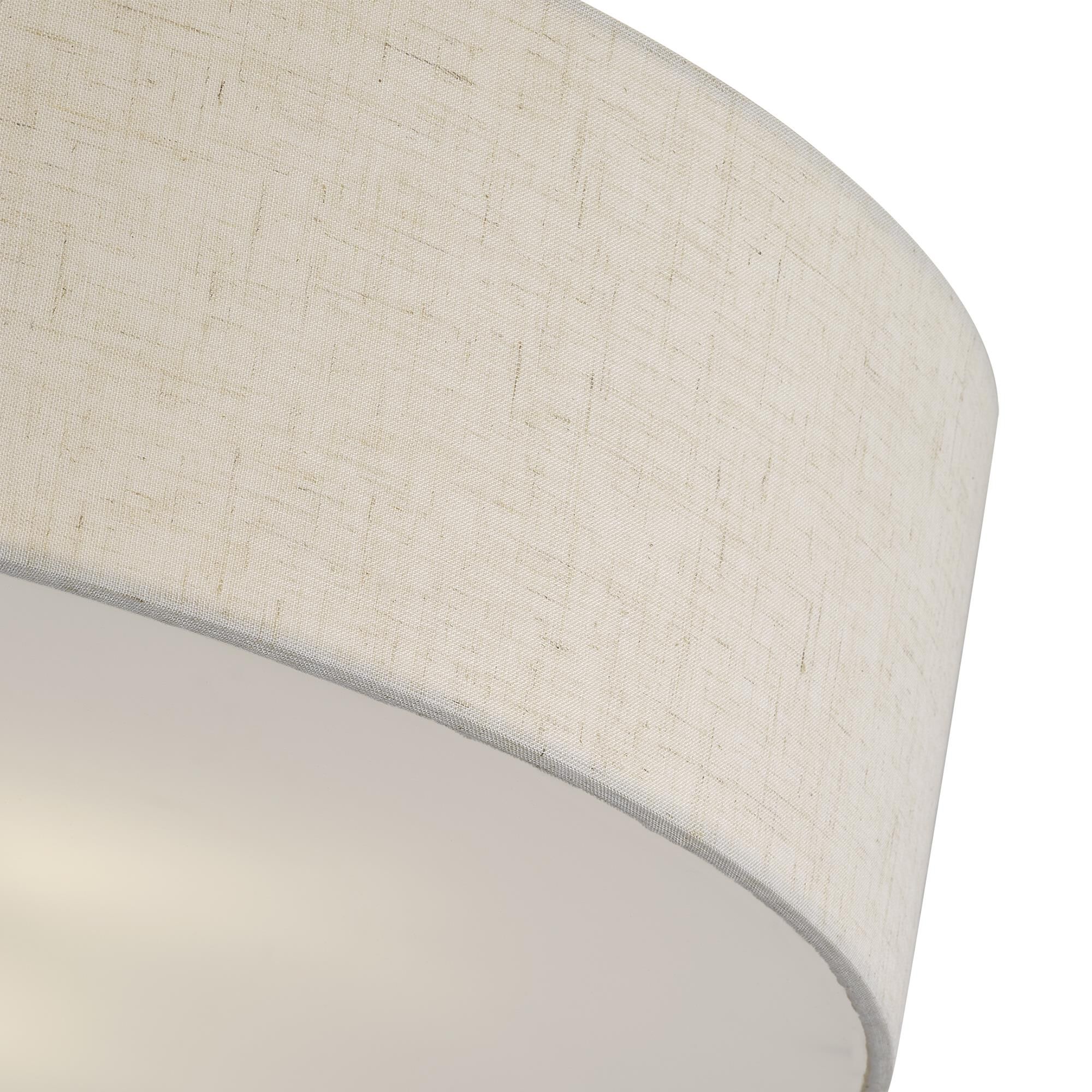Shown in Antique Brass finish and Hand Crafted Oatmeal Color Fabric with White Color Inside shade