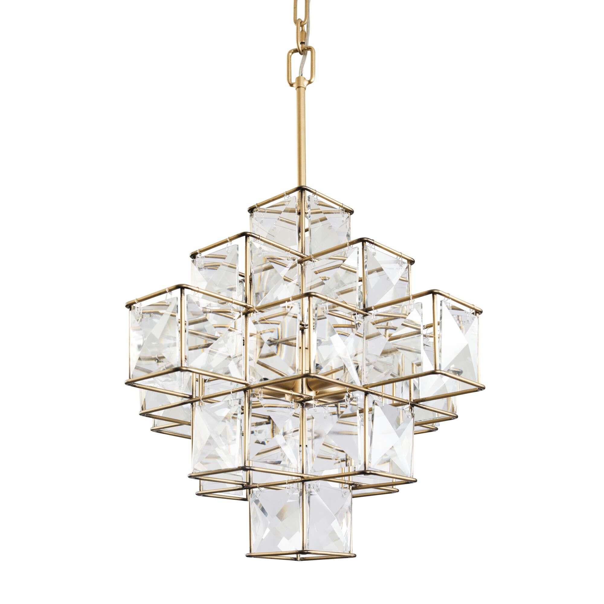 Shown in Calypso Gold finish and Faceted Panels - Clear crystal
