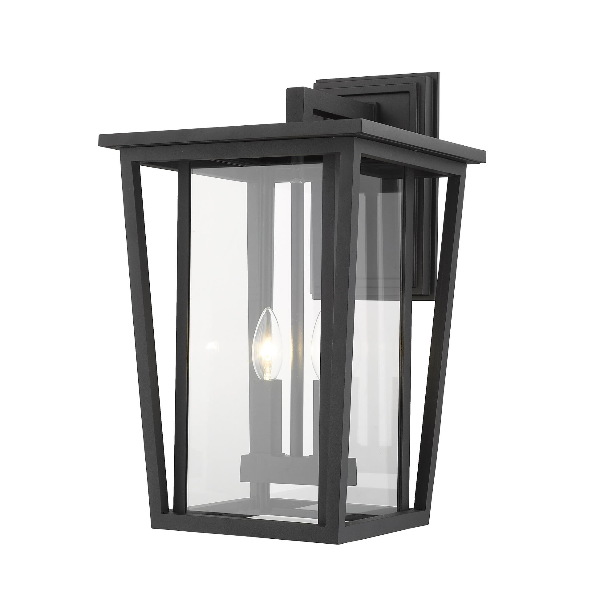 Shown in Black finish and Glass shade
