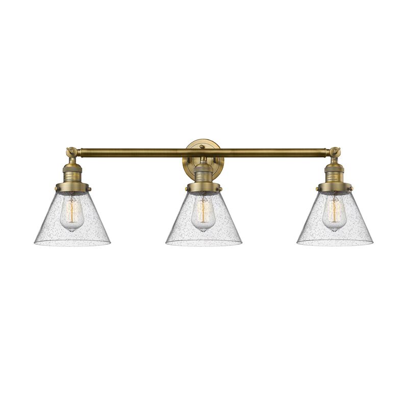 Bruno Marashlian Large Cone 32 Inch 3 Light Bath Vanity Light by Innovations Lighting