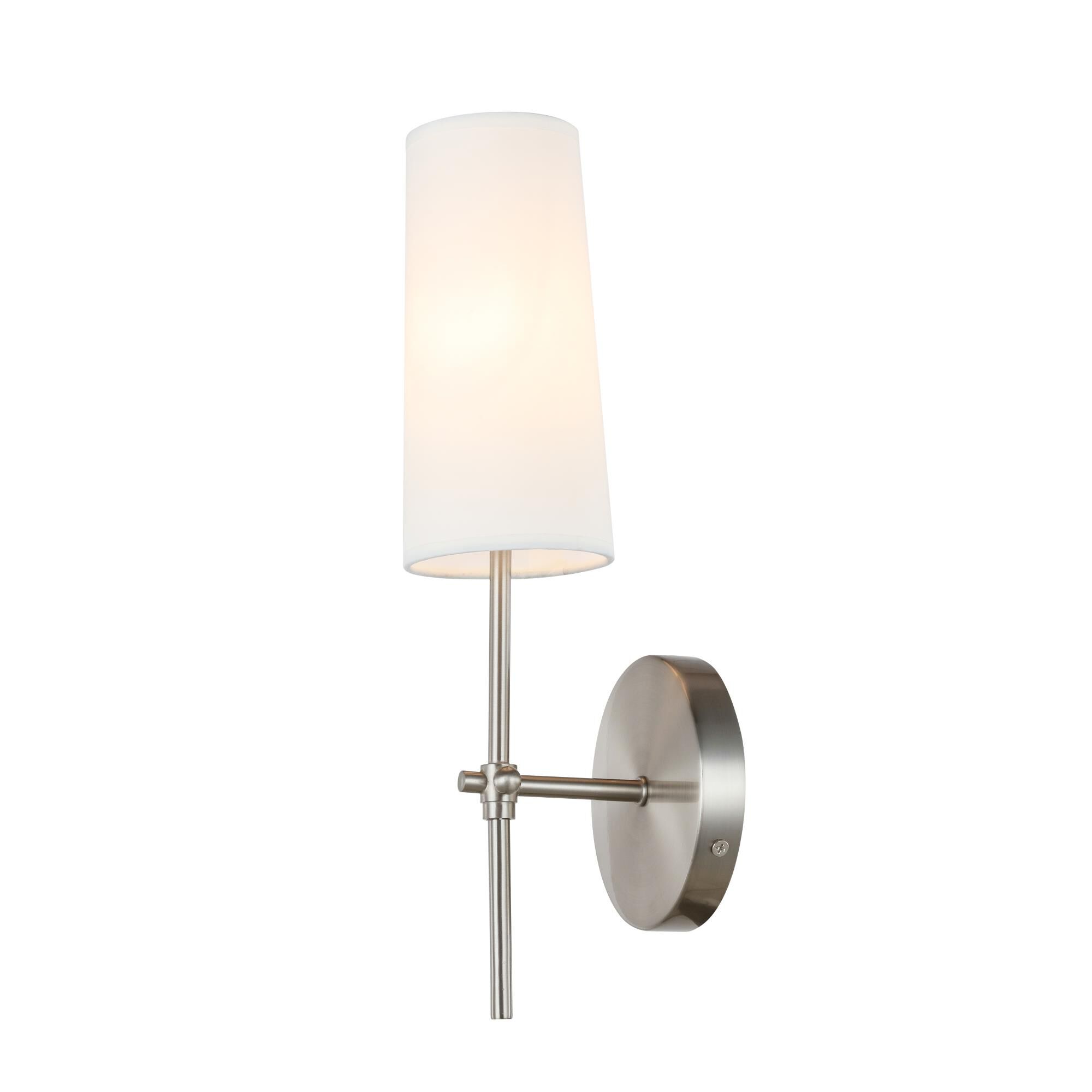 Shown in Burnished Nickel finish and White Fabric shade