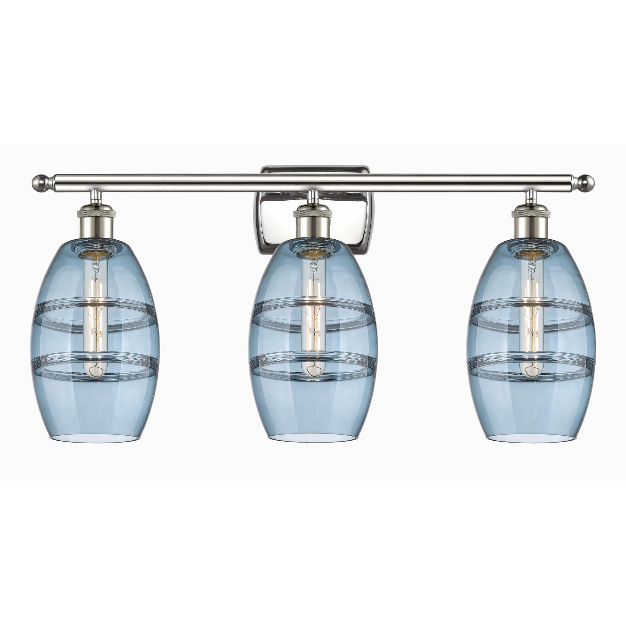 Shown in Polished Nickel finish and Princess Blue glass