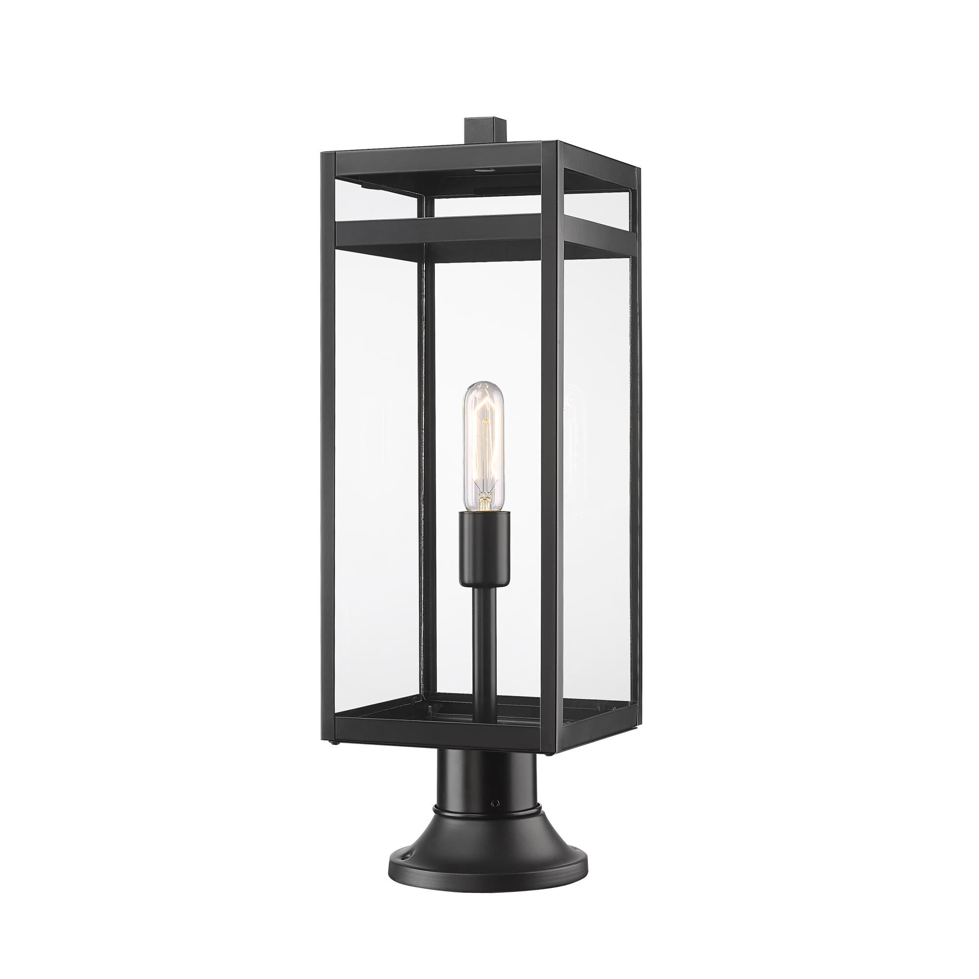 Shown in Black finish and Glass shade