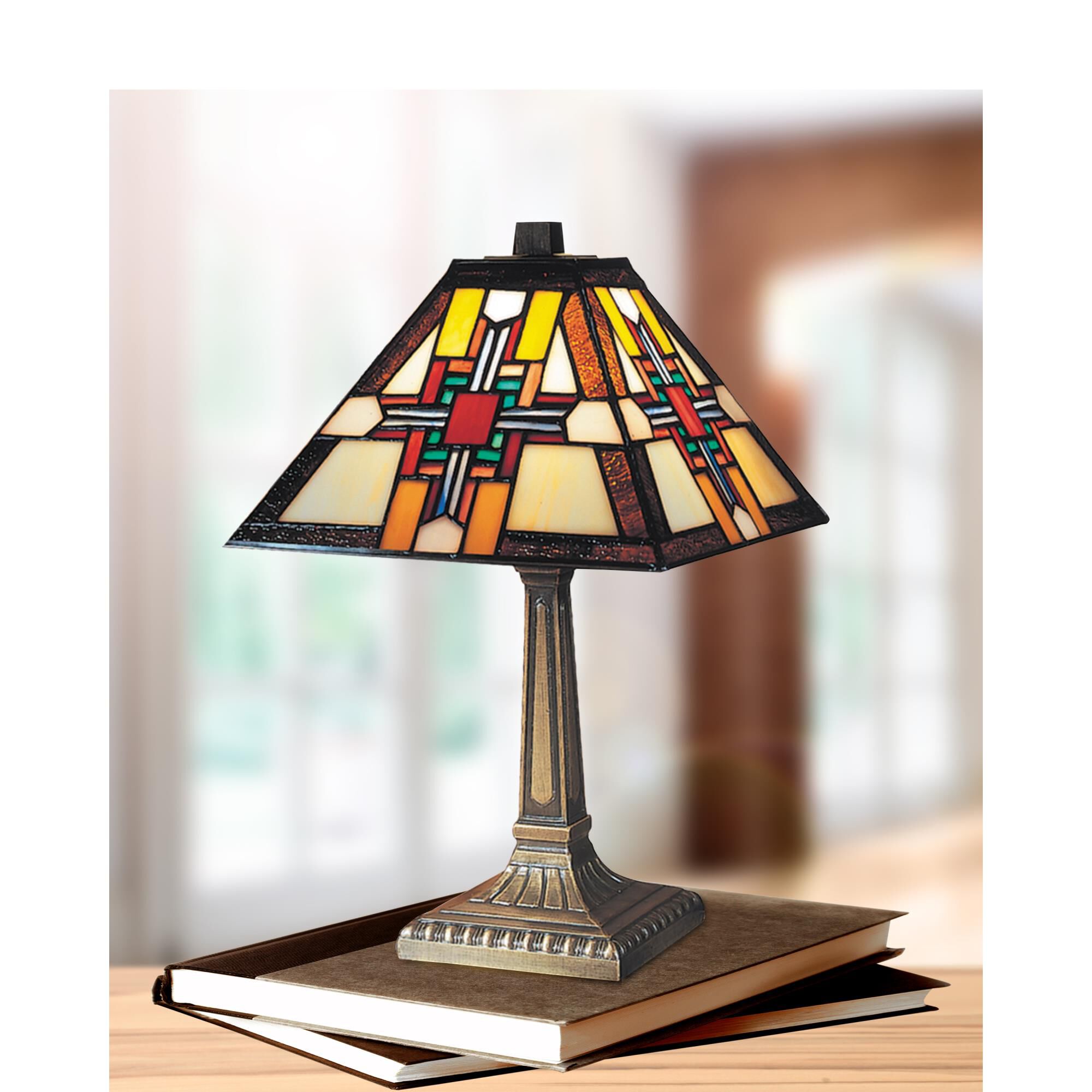 Shown in Antique Bronze finish and Art Glass shade