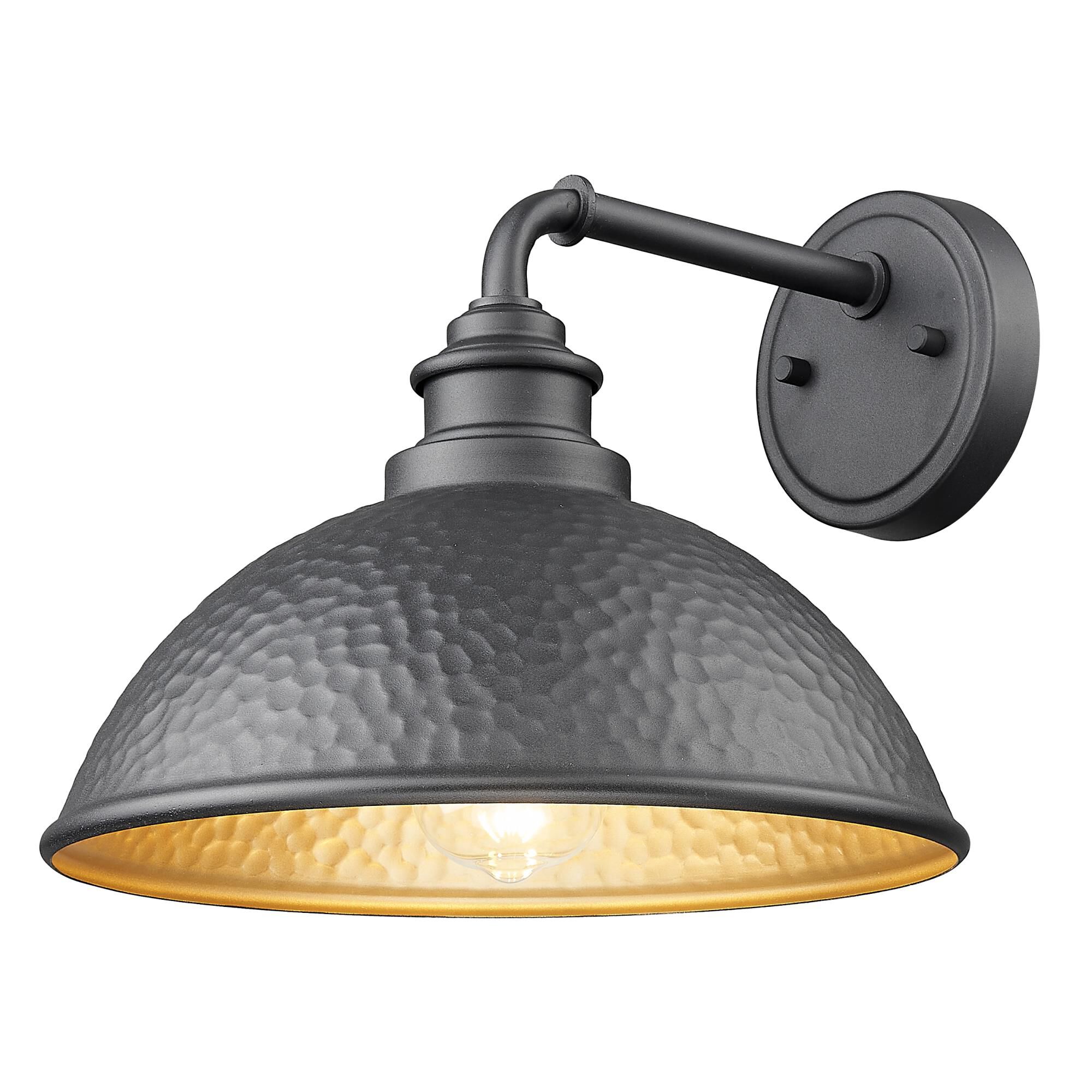 Shown in Hammered Black With Matte Gold Interior finish and Black Hammered Metal shade