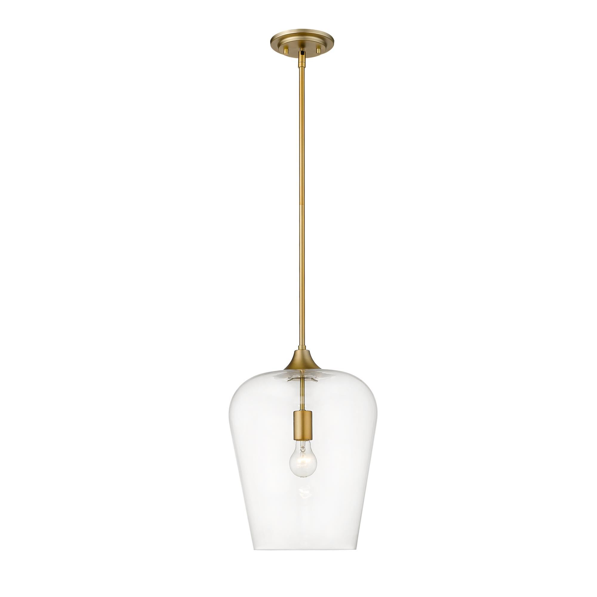 Shown in Olde Brass finish and Glass shade