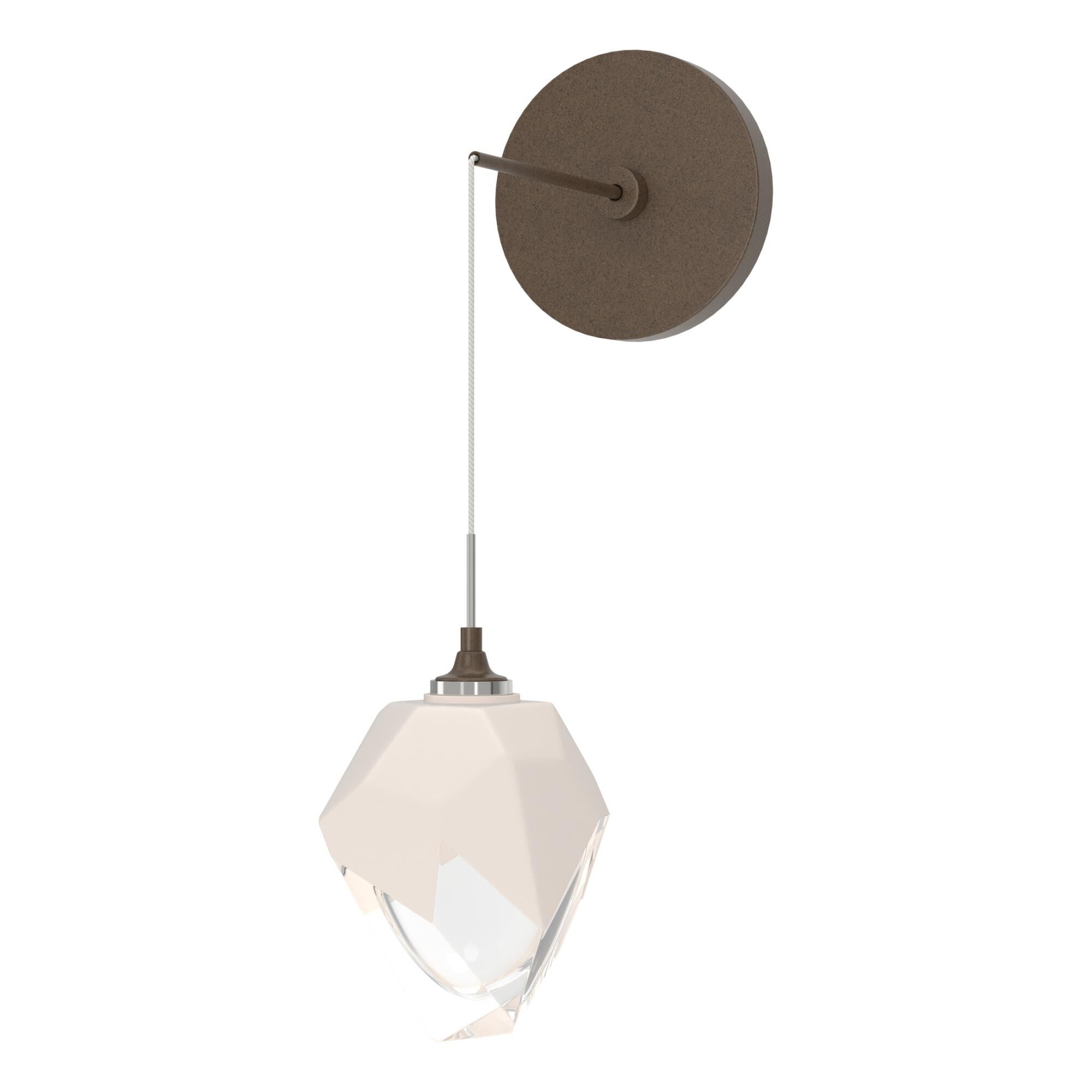 Shown in Bronze finish and White glass and White Glass shade