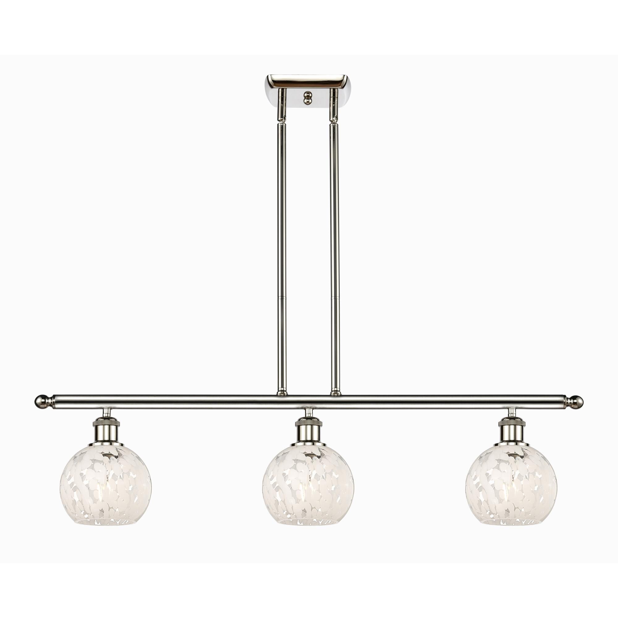 Shown in Polished Nickel finish and White Mouchette glass