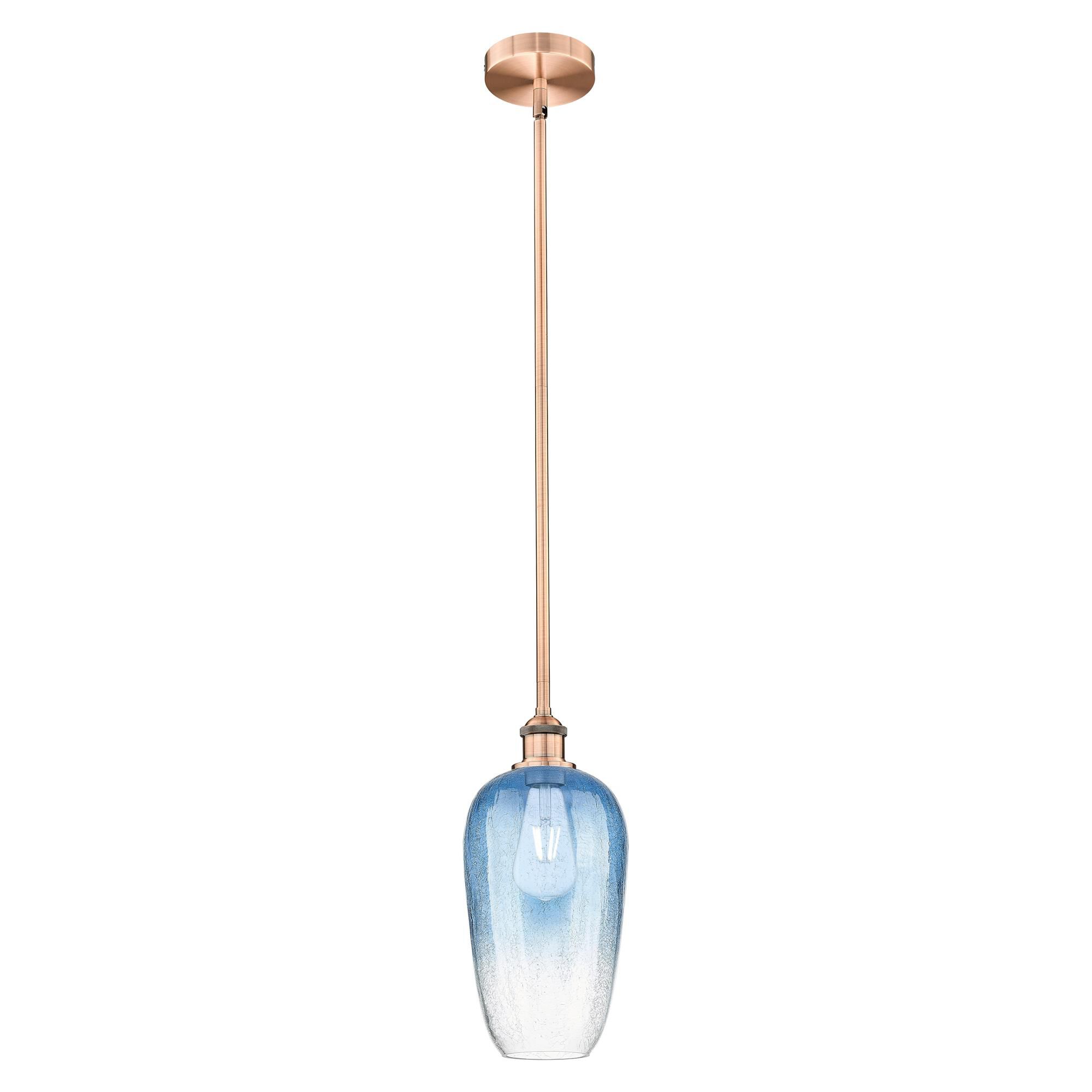 Shown in Antique Copper finish and Sapphire Blue glass