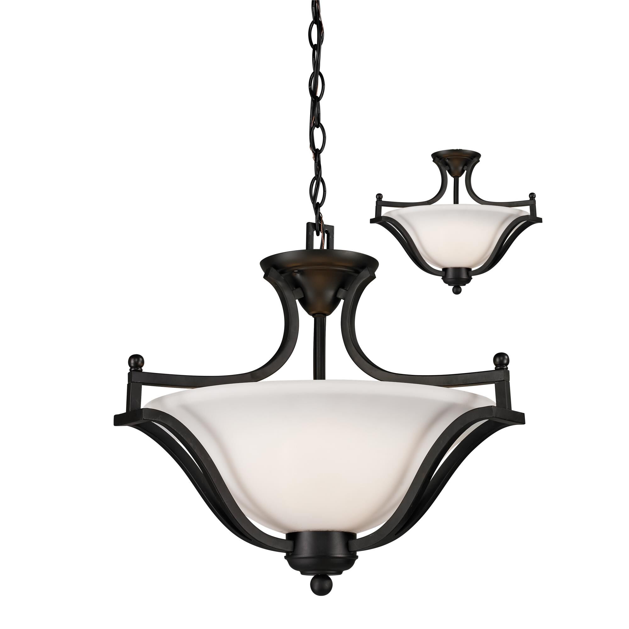 Shown in Matte Black finish and Glass shade