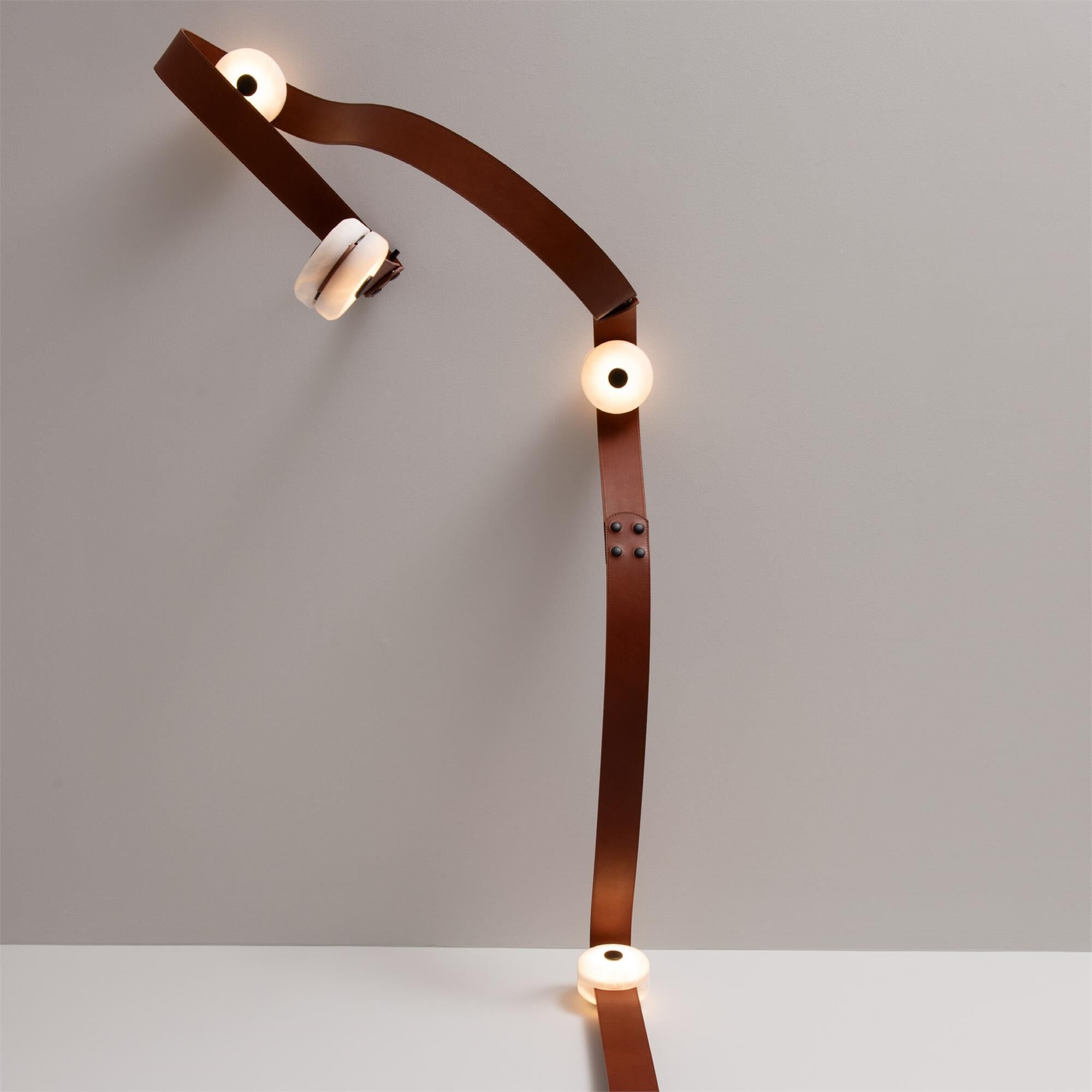 Shown in Black finish and Alabaster shade and Chestnut accent