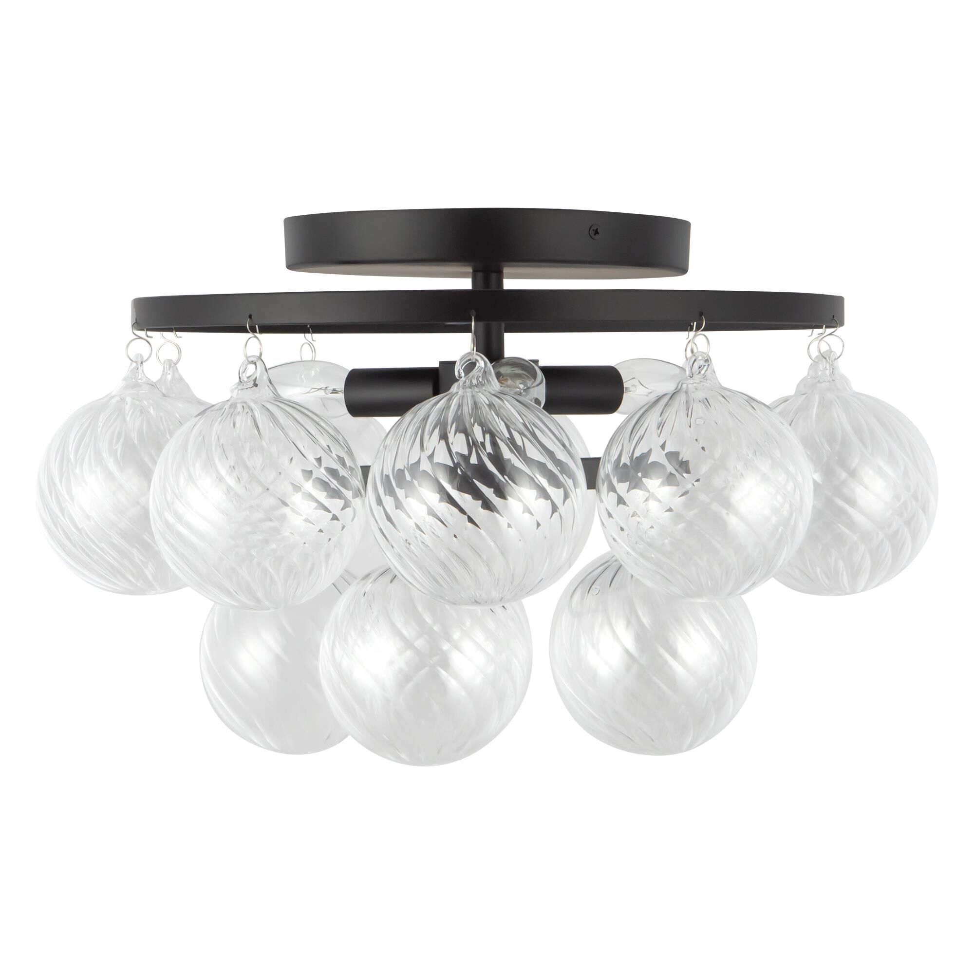 Shown in Matte Black finish and Clear Ribbed glass