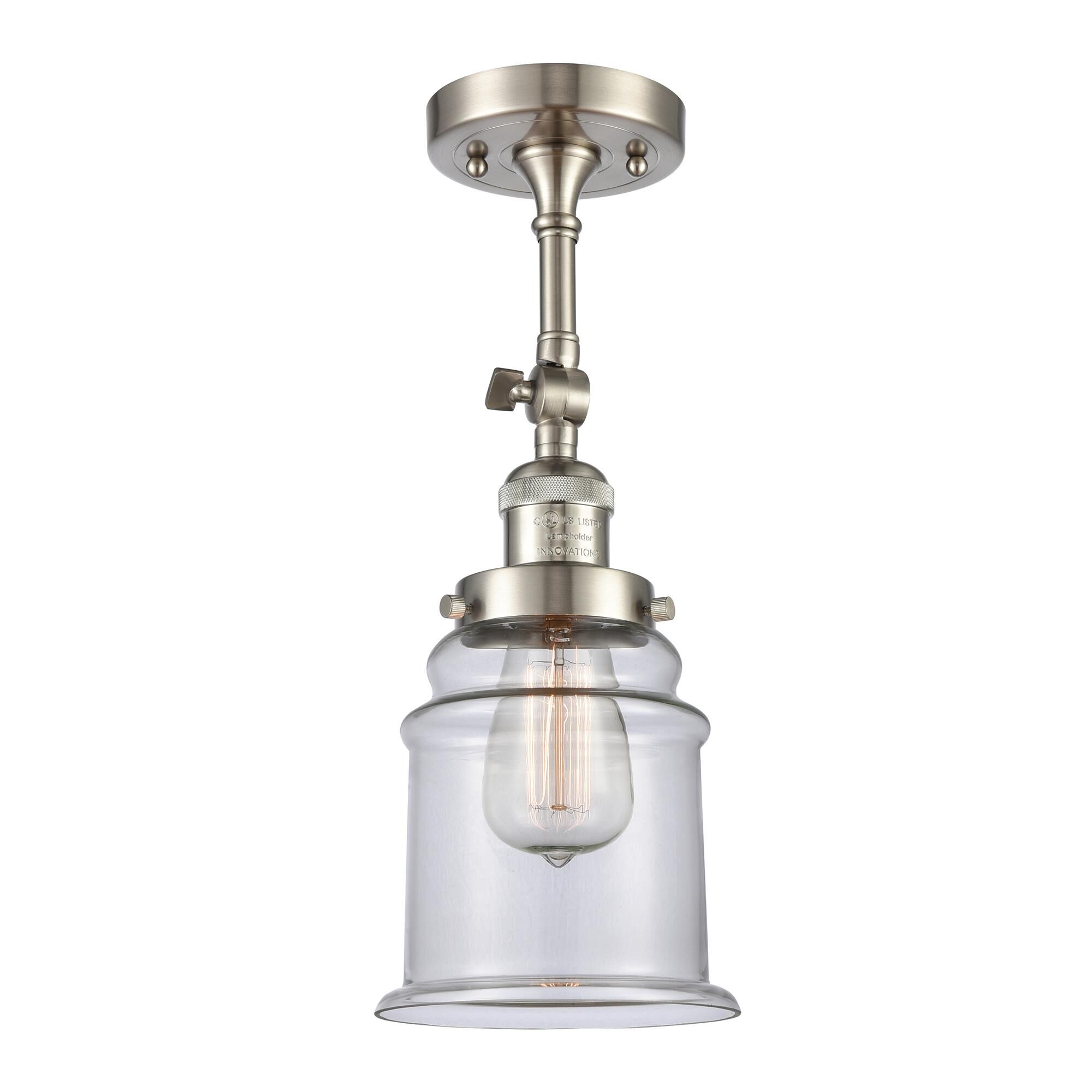 Shown in Brushed Satin Nickel finish and Clear glass and None accent