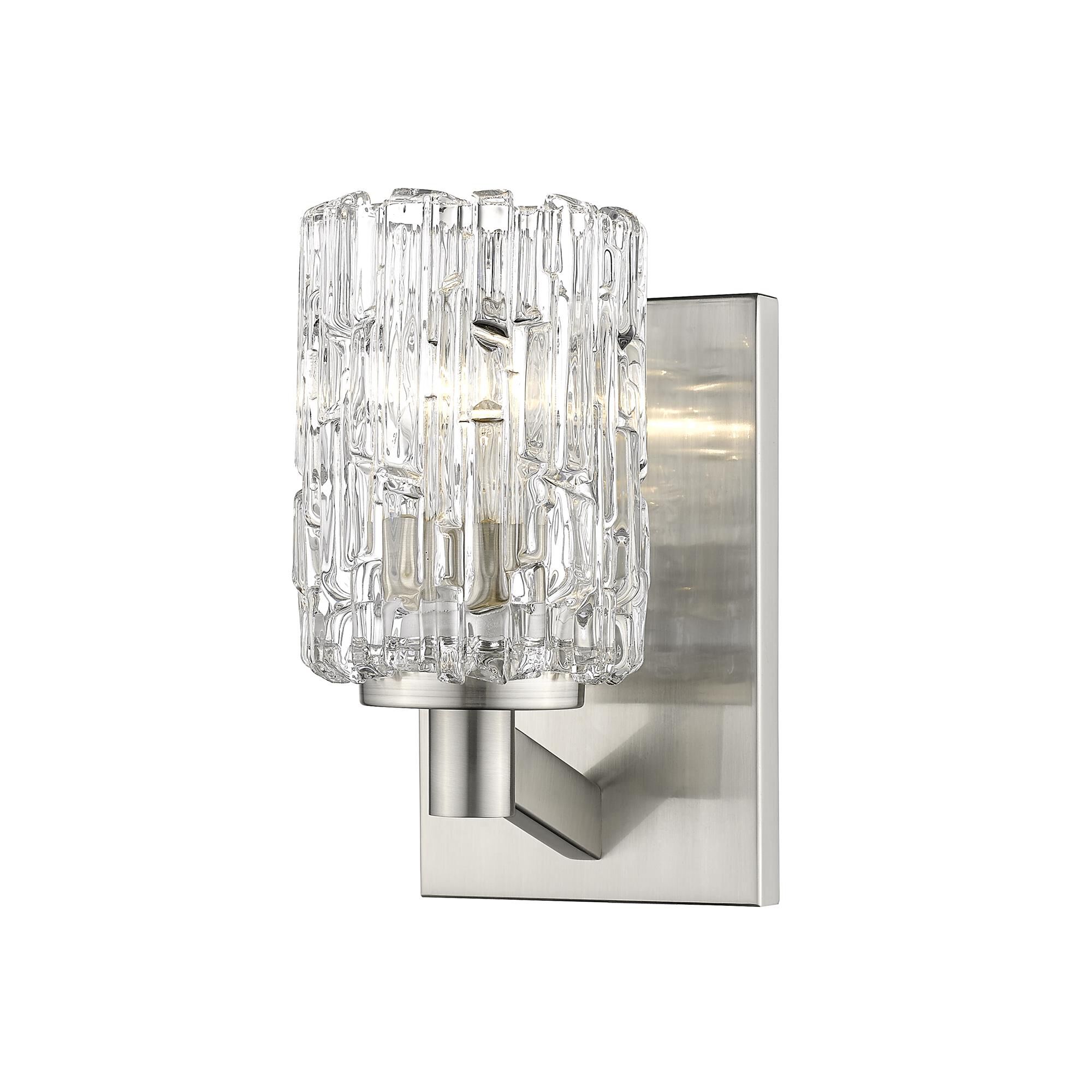 Shown in Brushed Nickel finish and Glass shade