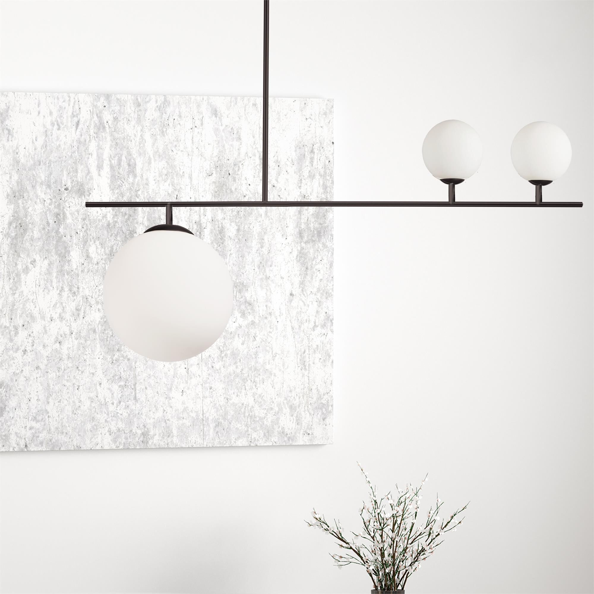 Shown in Black and White finish and White Globe glass