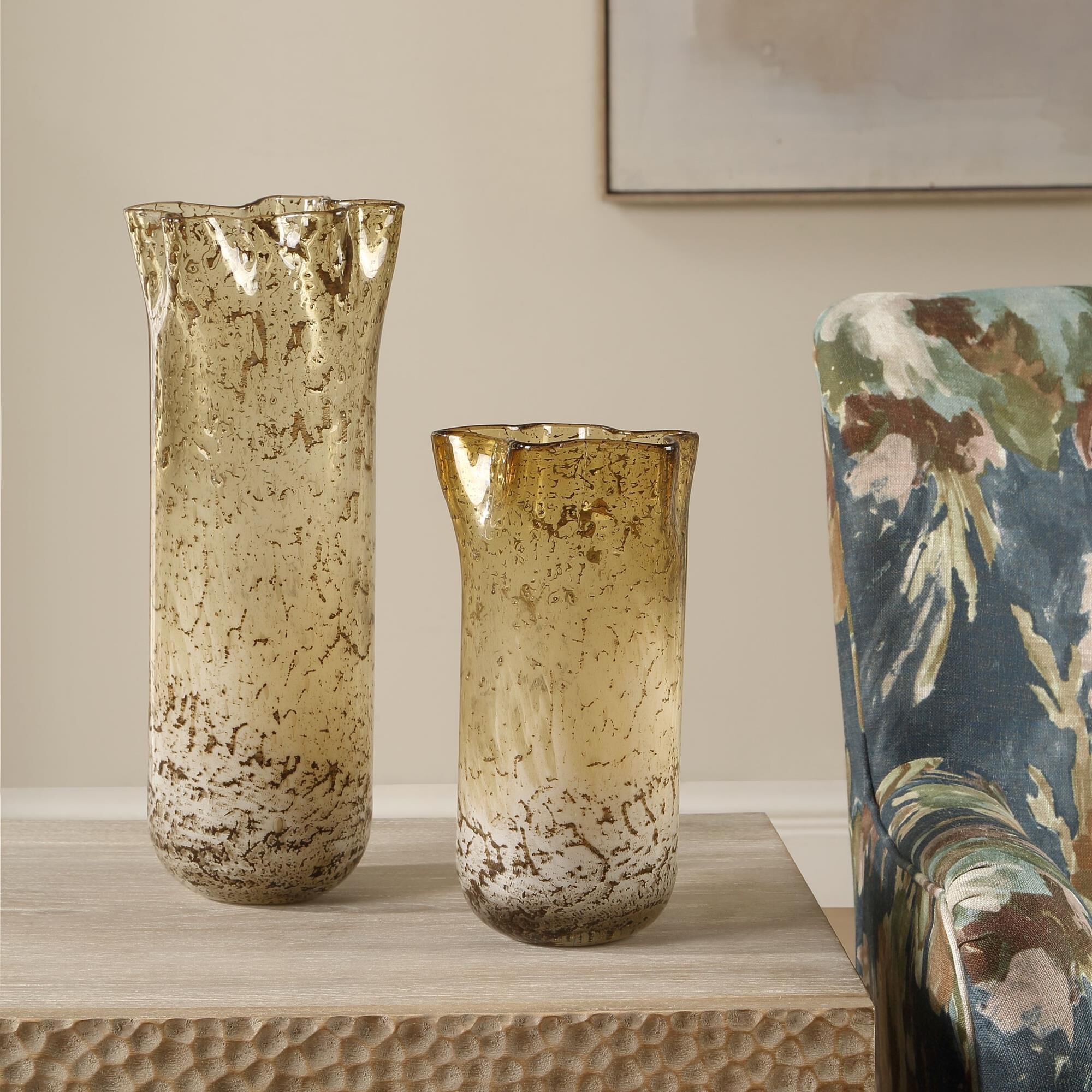 Uttermost Rhine Seeded Glass Vases Set/2 Vase-Urn by Uttermost