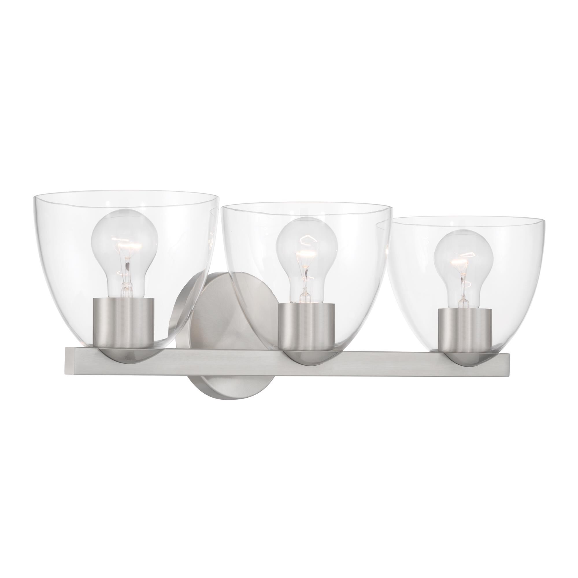 Shown in Brushed Nickel finish and Clear glass