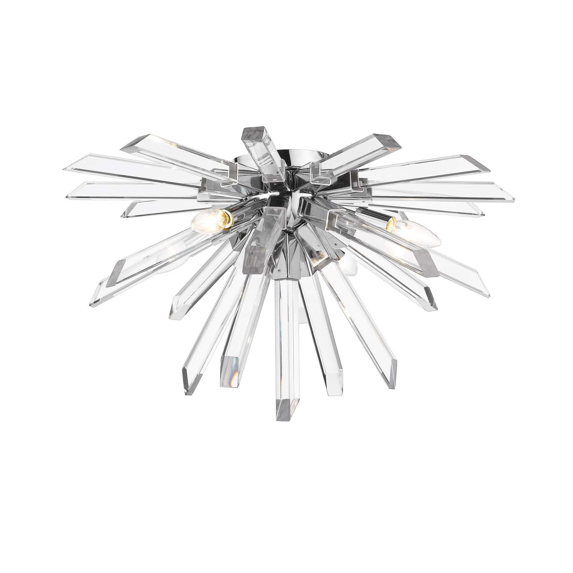 Shown in Chrome finish and Crystal glass and Crystal shade