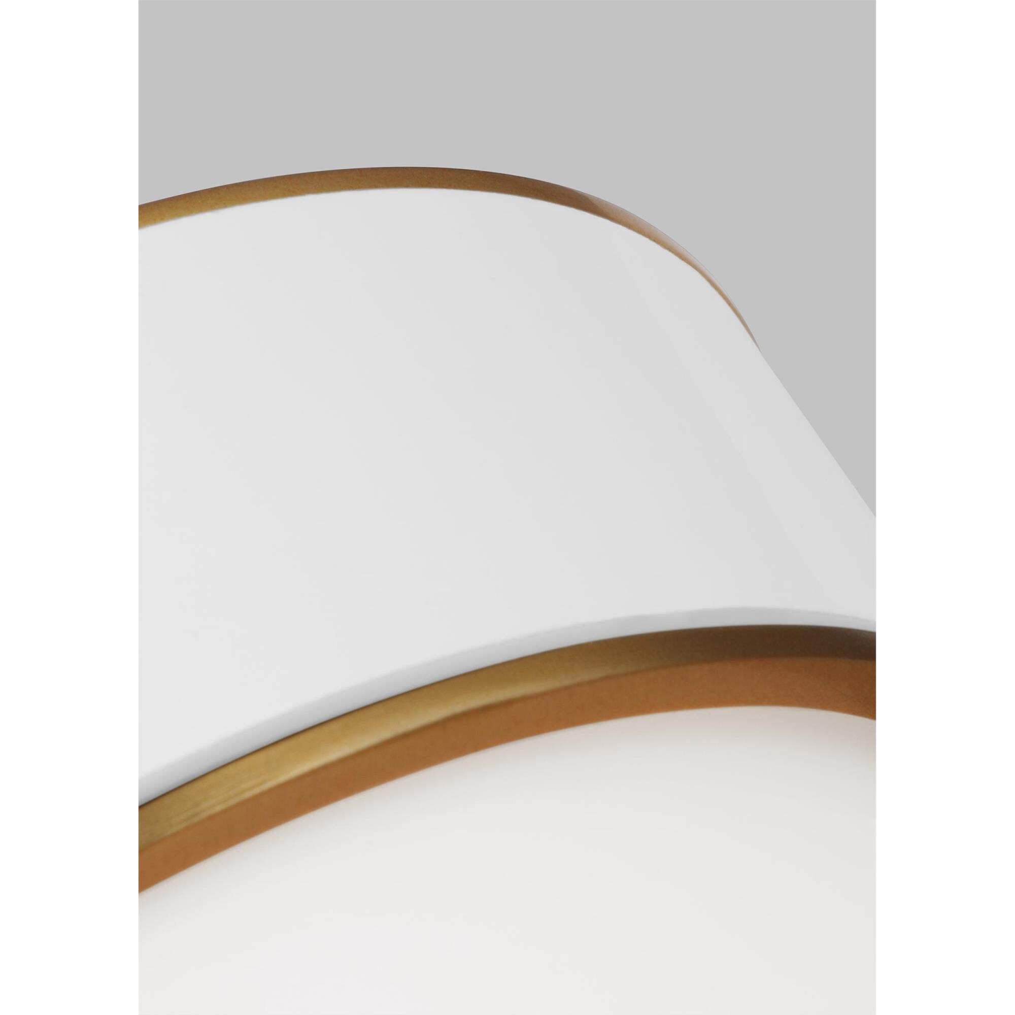 Shown in Burnished Brass finish and Milk White Glass shade