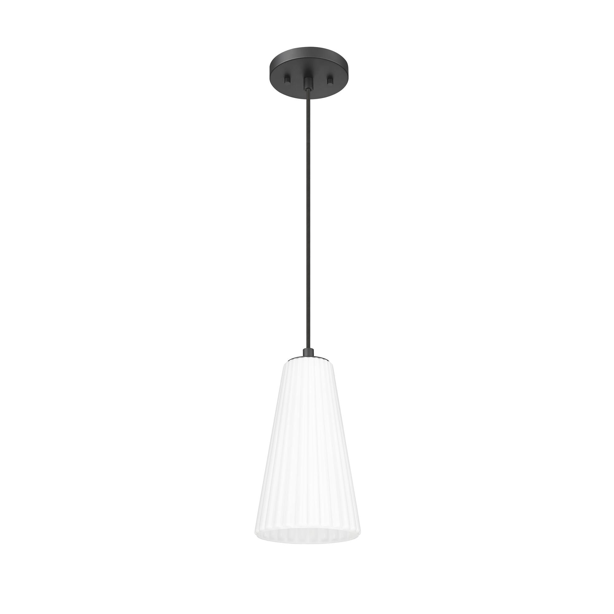 Shown in Matte Black finish and White glass and White shade