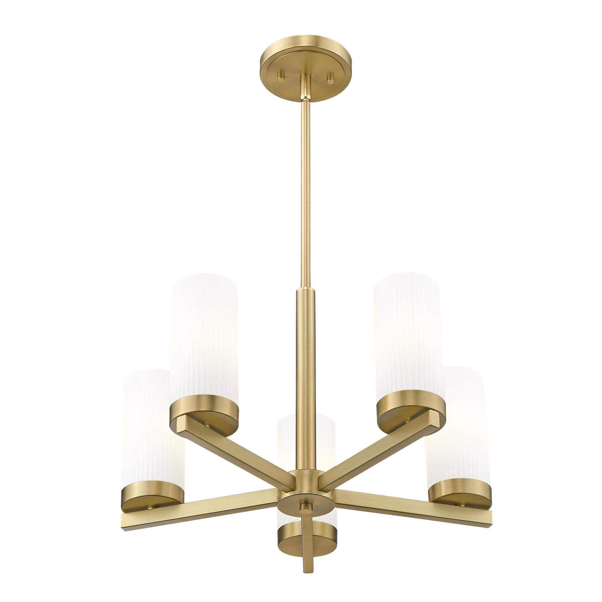 Shown in Modern Gold finish and White glass
