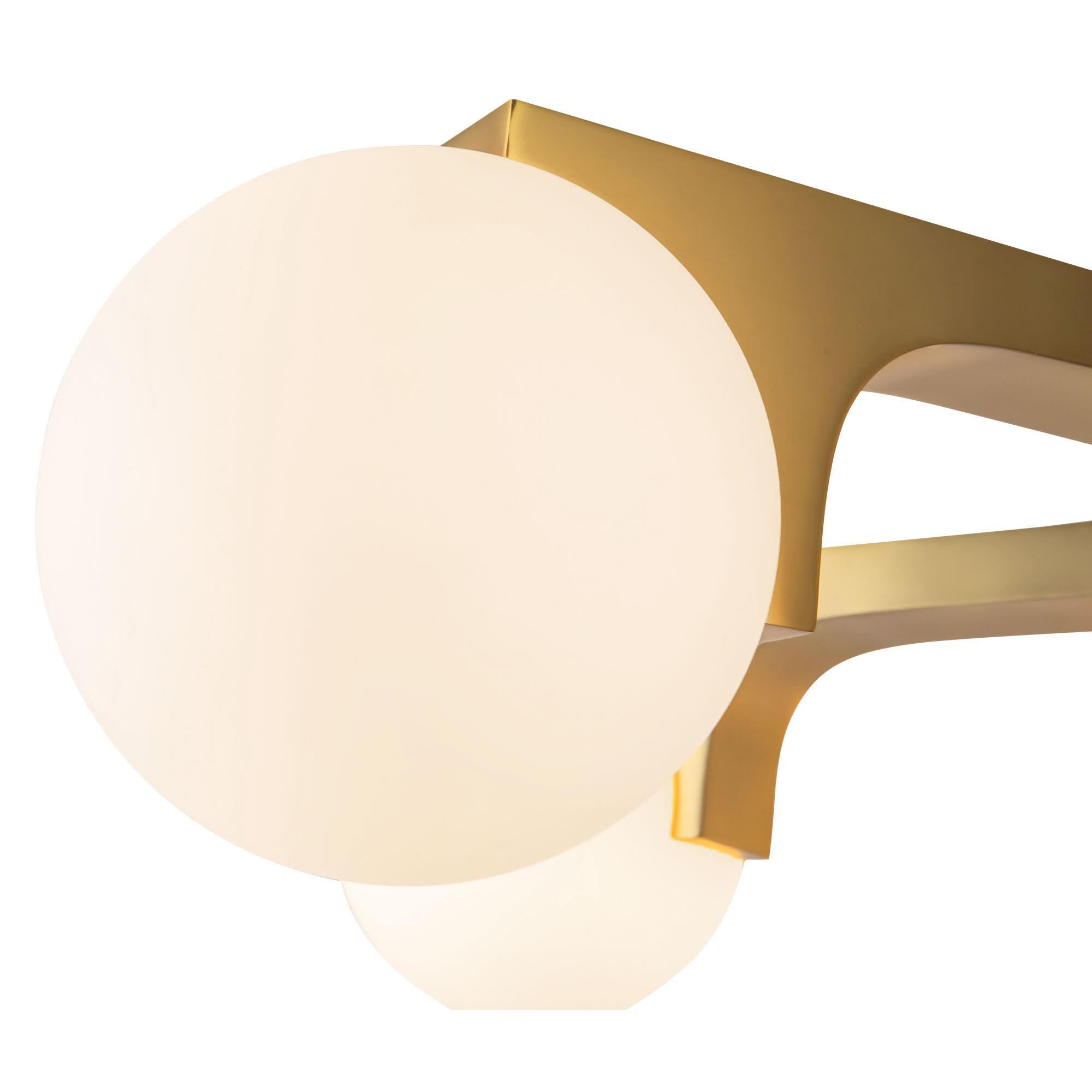 Shown in Brushed Gold finish and Matte Opal glass