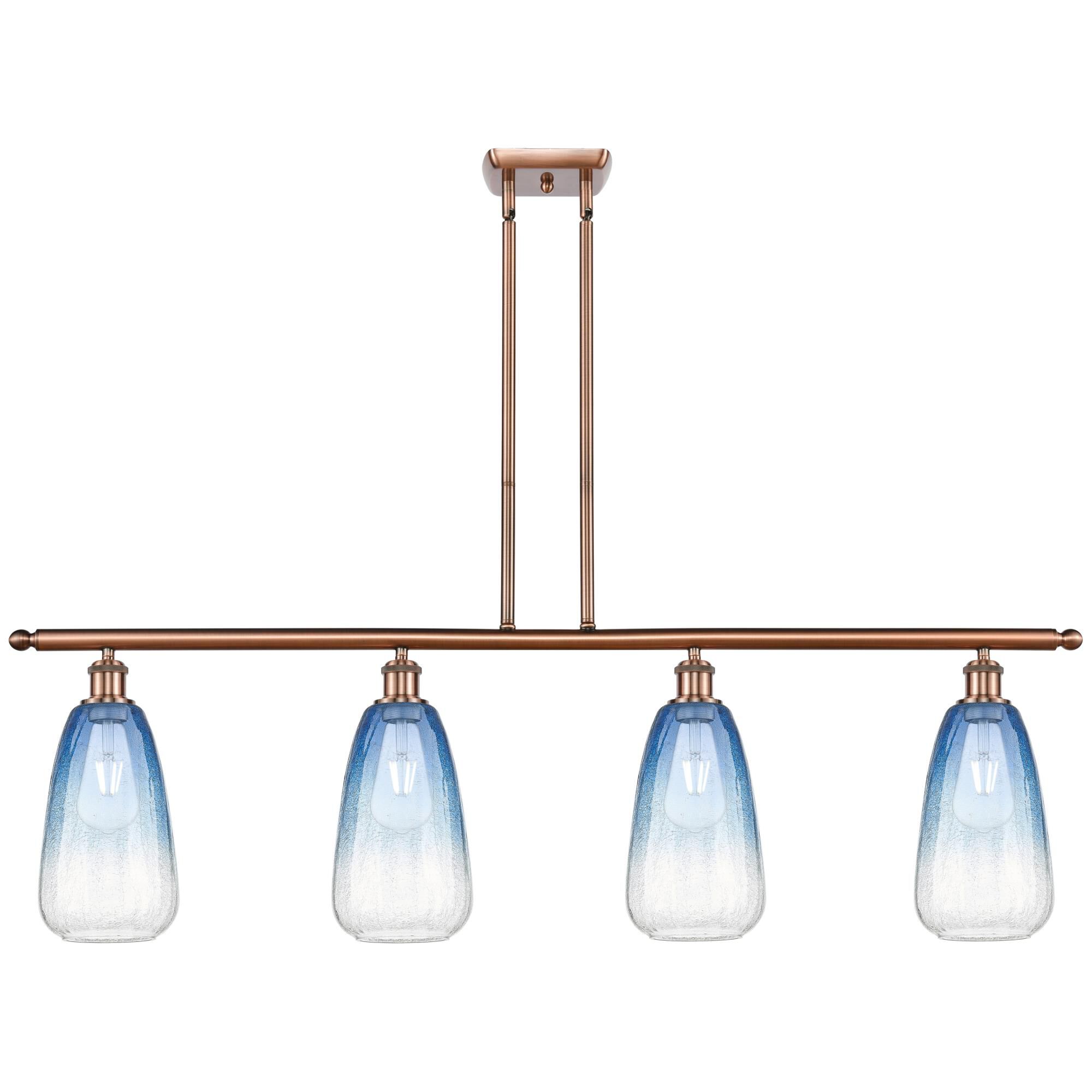 Shown in Antique Copper finish and Sapphire Blue glass