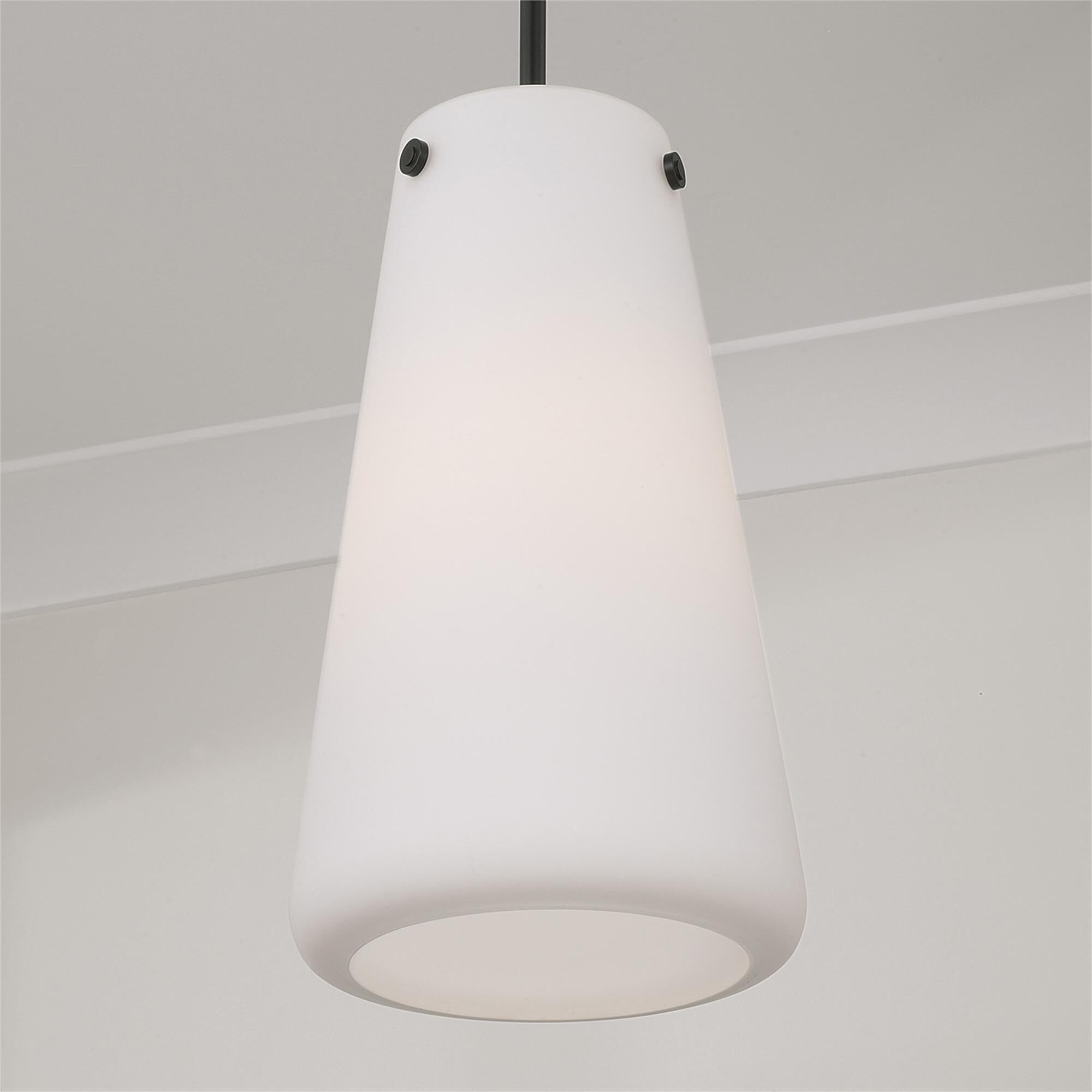 Shown in Matte Black finish and Soft White glass