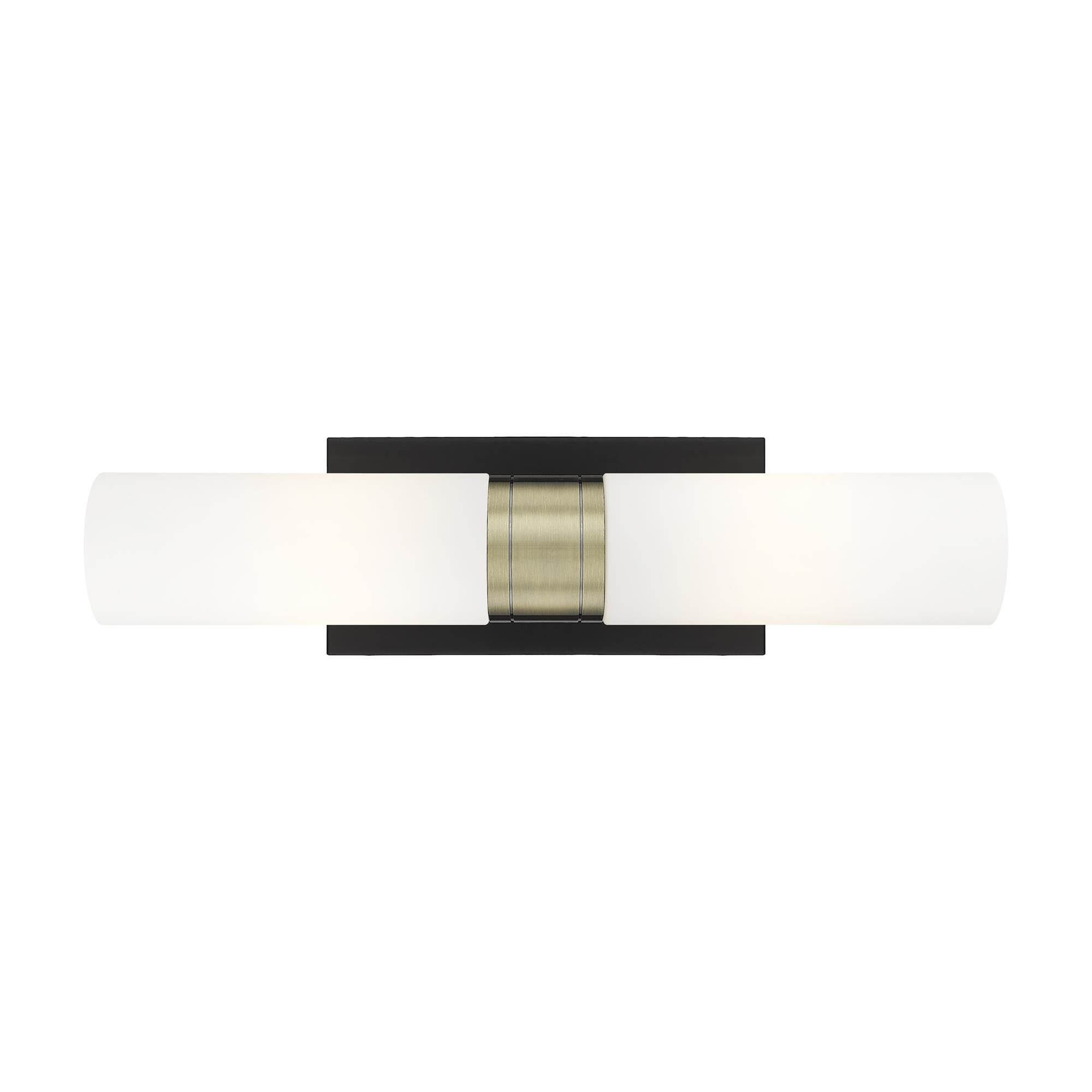 Shown in Black Antique Brass finish and Matte White glass