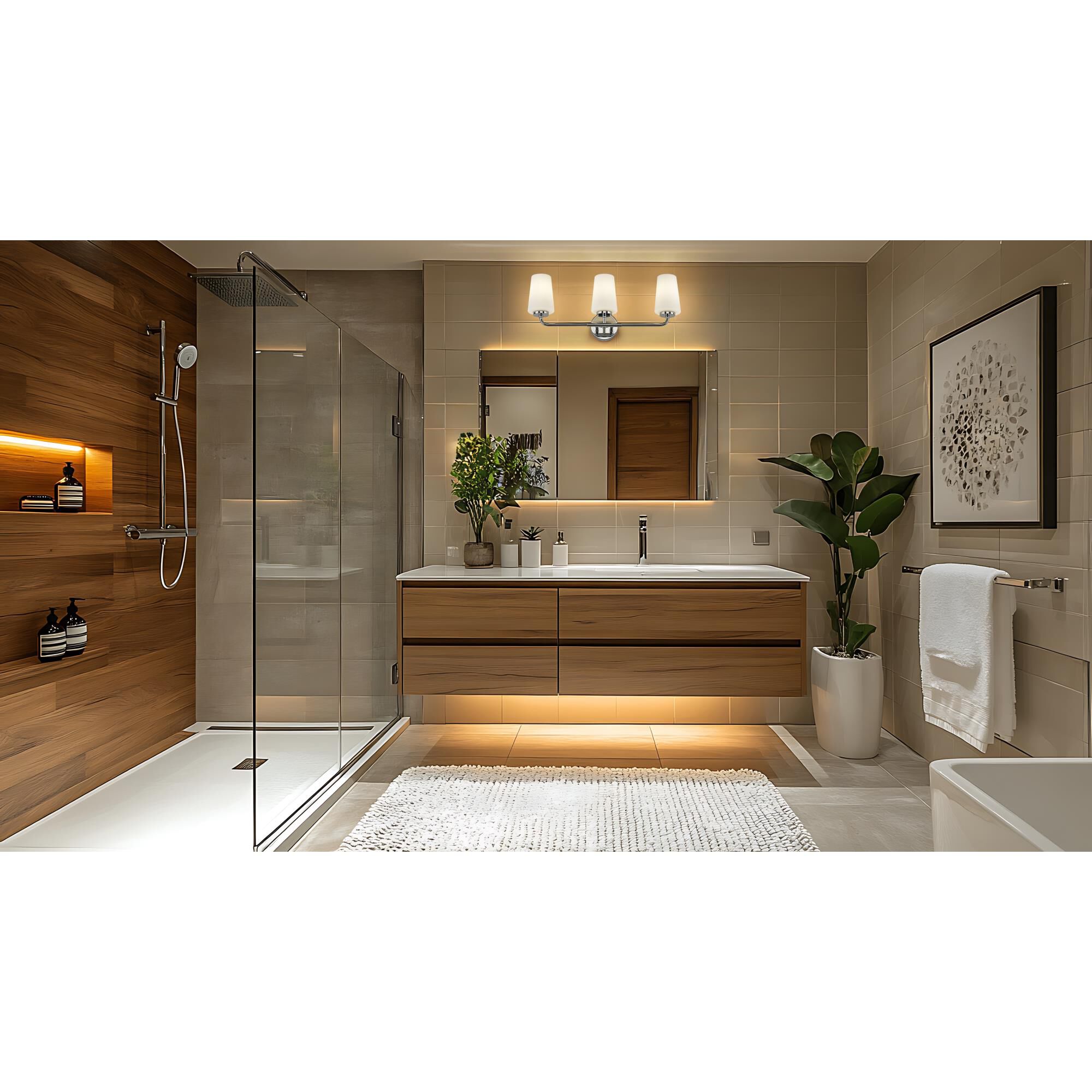 Shown in Chrome finish and Matte Opal glass and Matte Opal shade