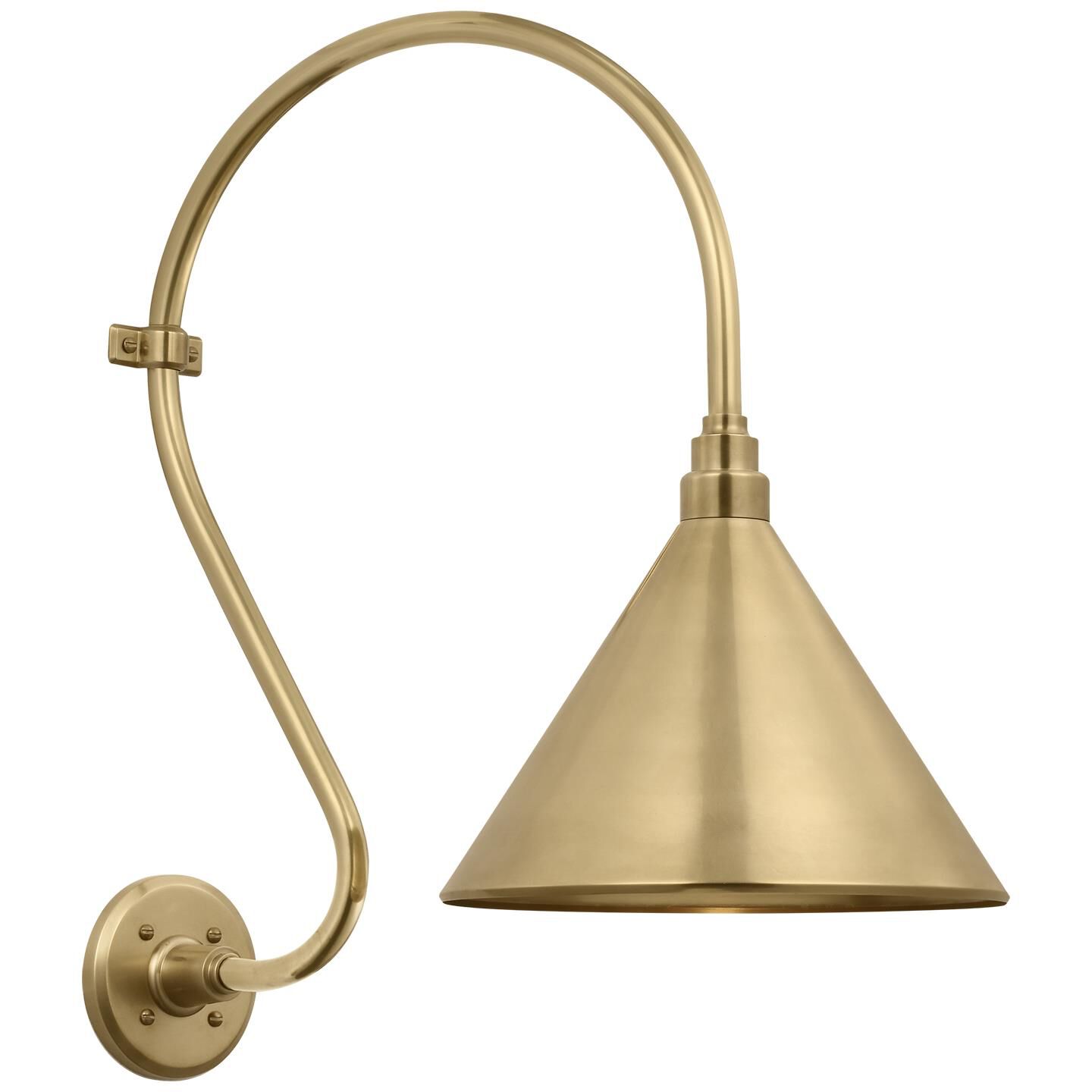 Shown in Hand-Rubbed Antique Brass finish and Gold shade