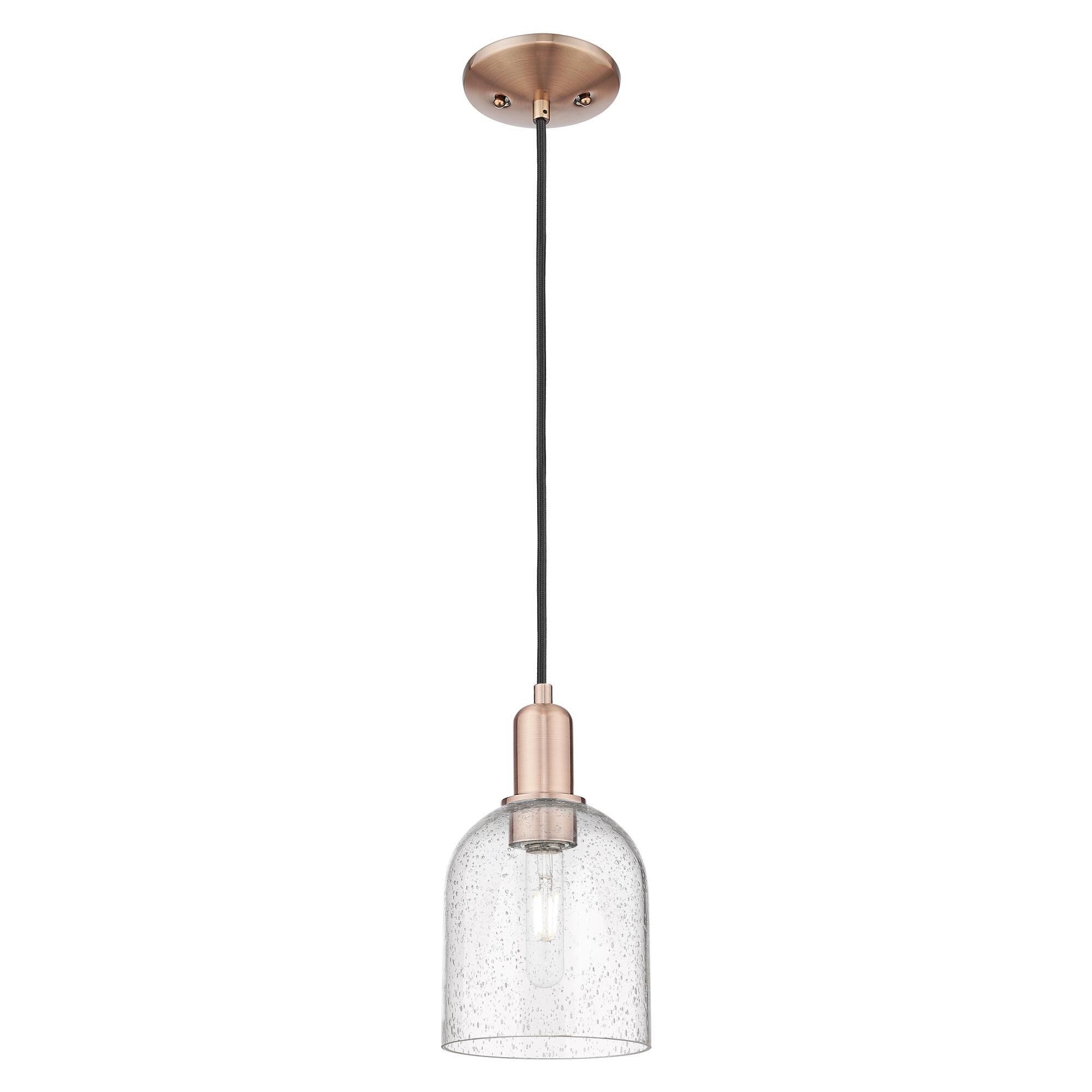 Shown in Antique Copper finish and Seedy glass