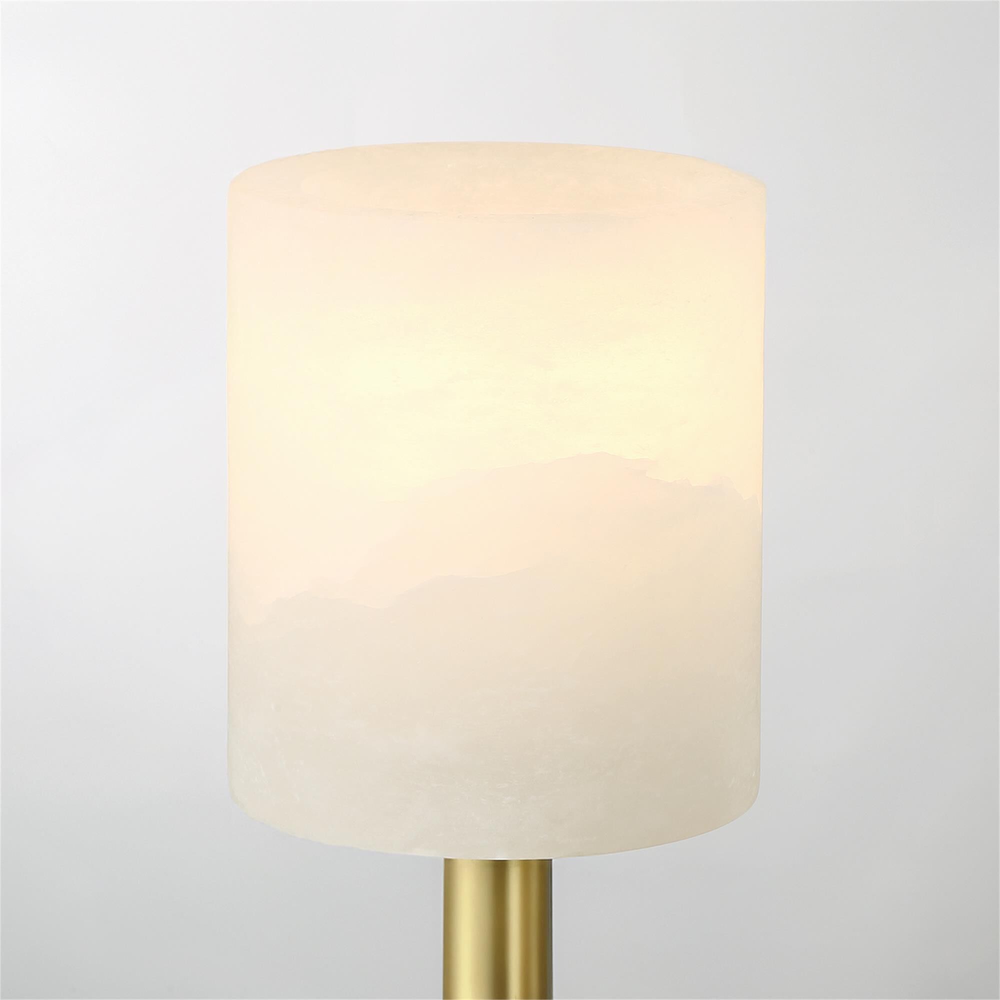 Shown in Soft Brass finish and Alabaster crystal and Stone glass and Stone shade