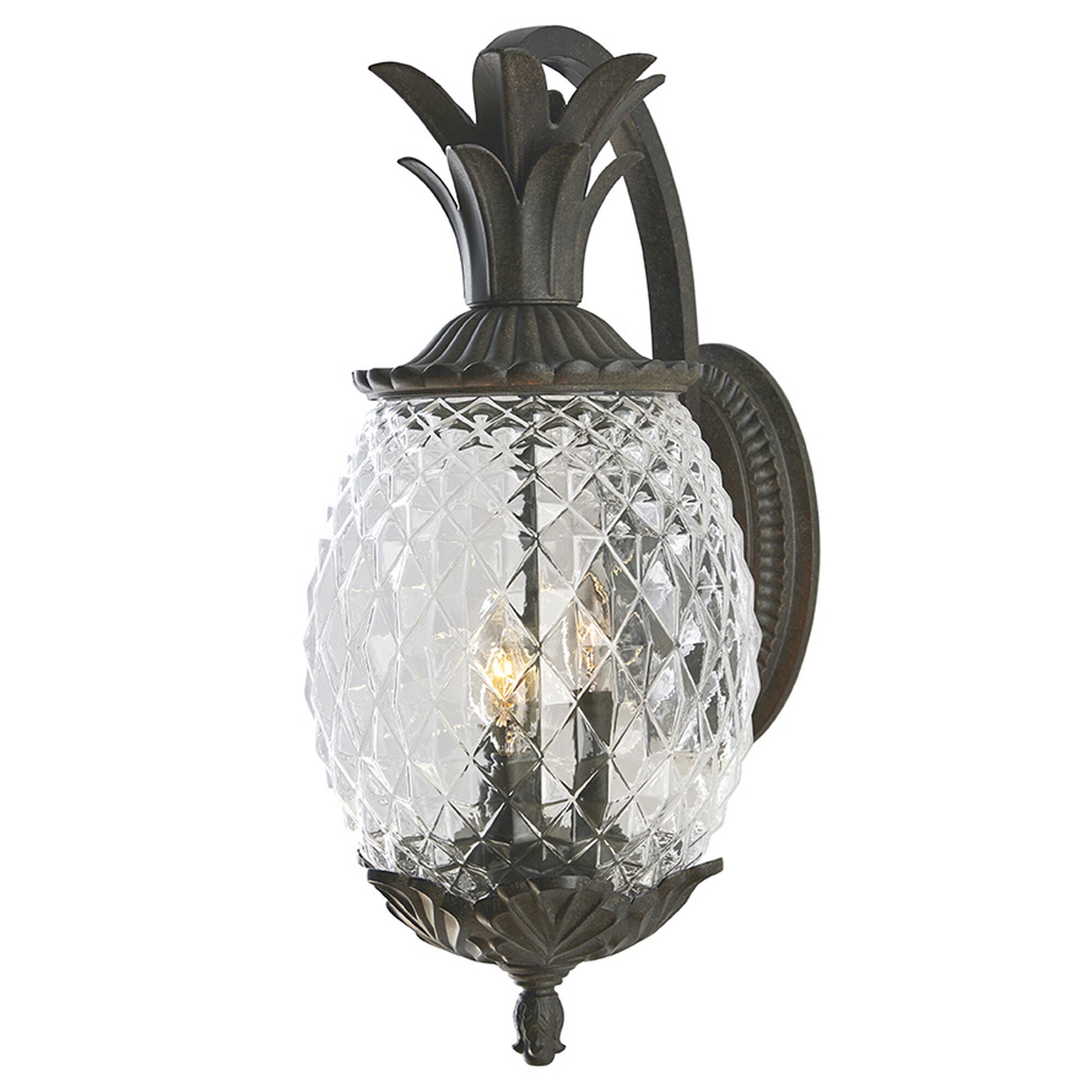 Shown in Black Coral finish and Clear Pineapple glass