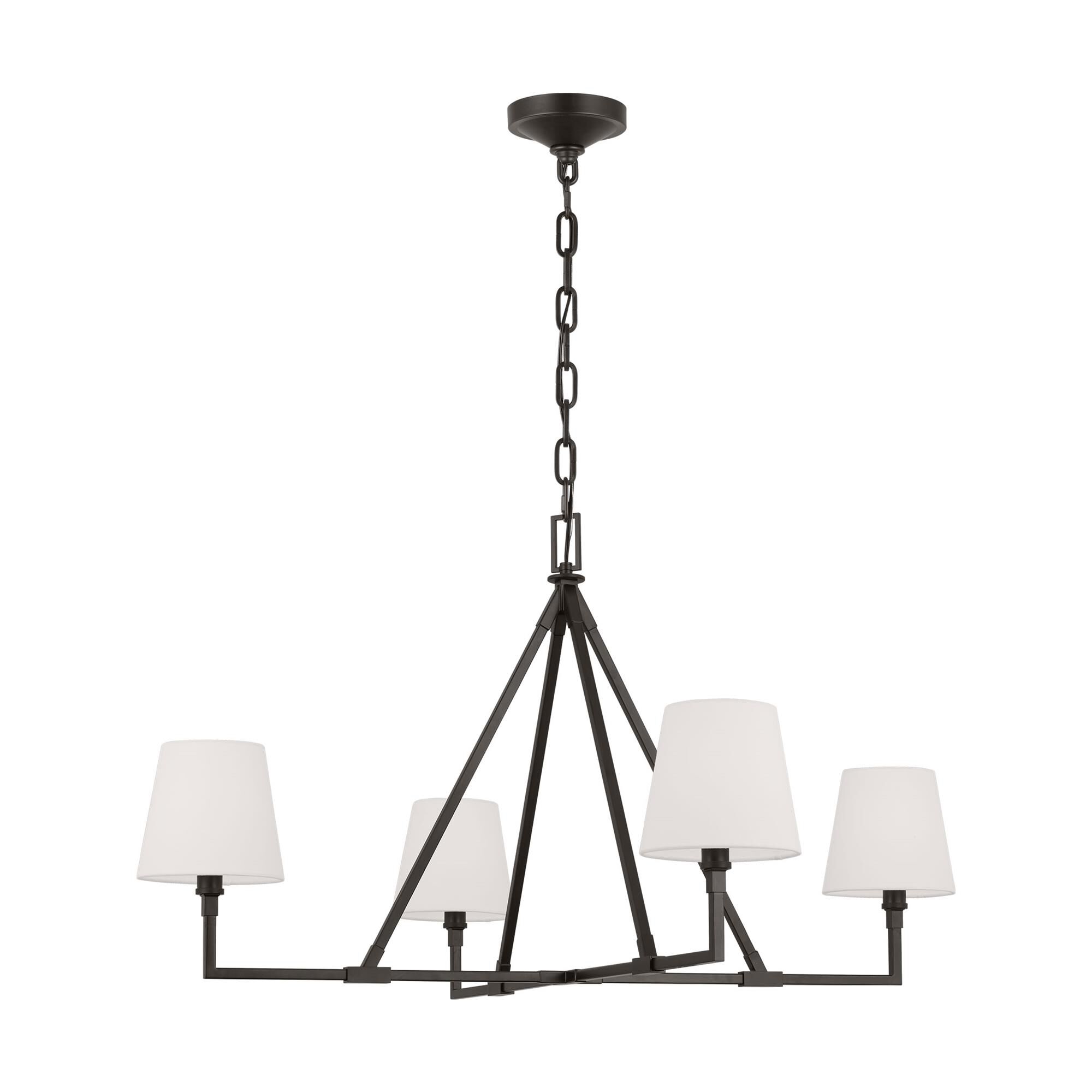 Shown in Aged Iron finish and White Linen shade