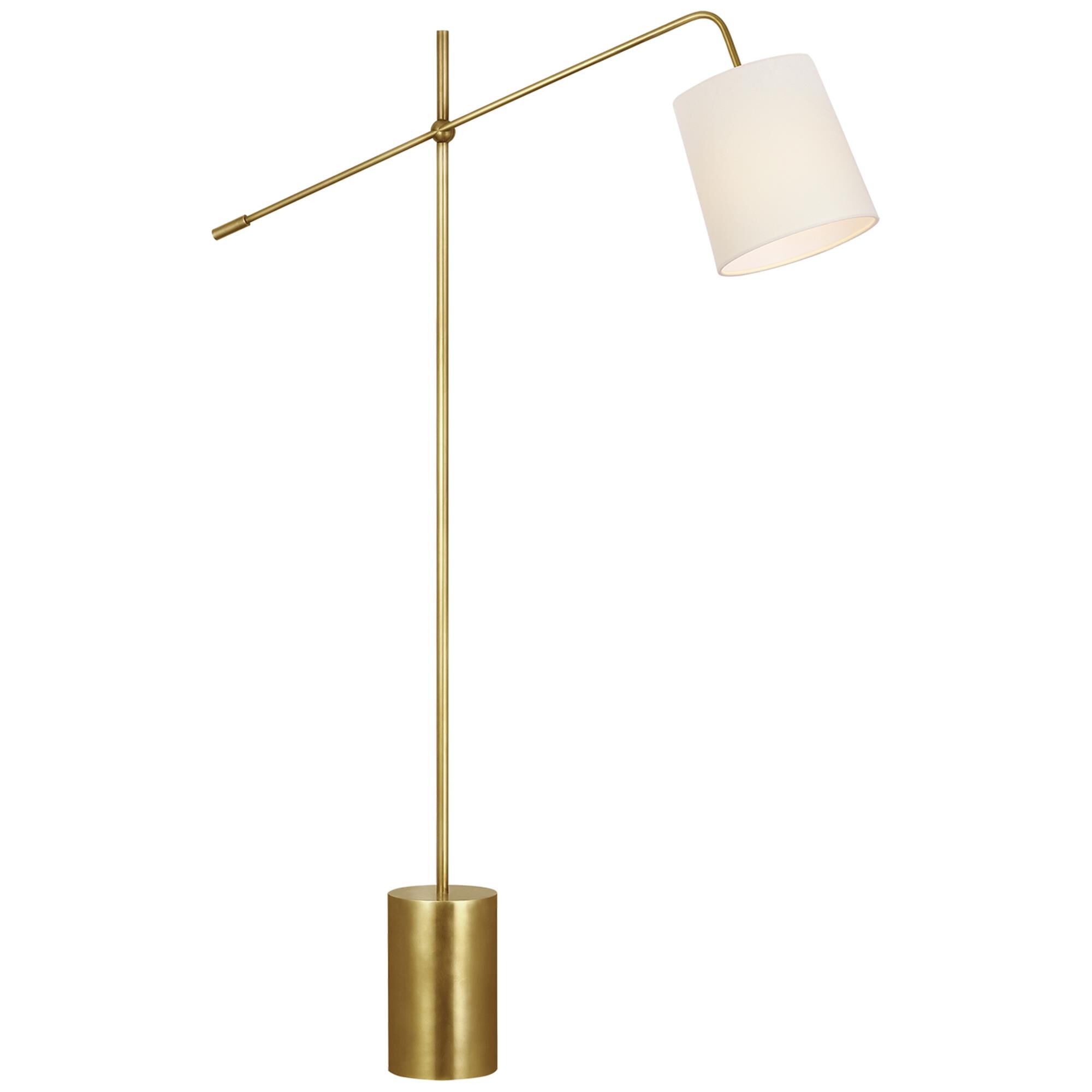Shown in Hand-Rubbed Antique Brass finish and Linen shade