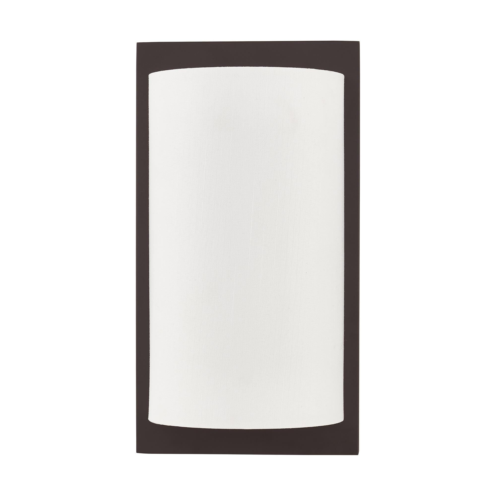 Shown in Bronze finish and Hand Crafted Off-White Fabric Hardback shade