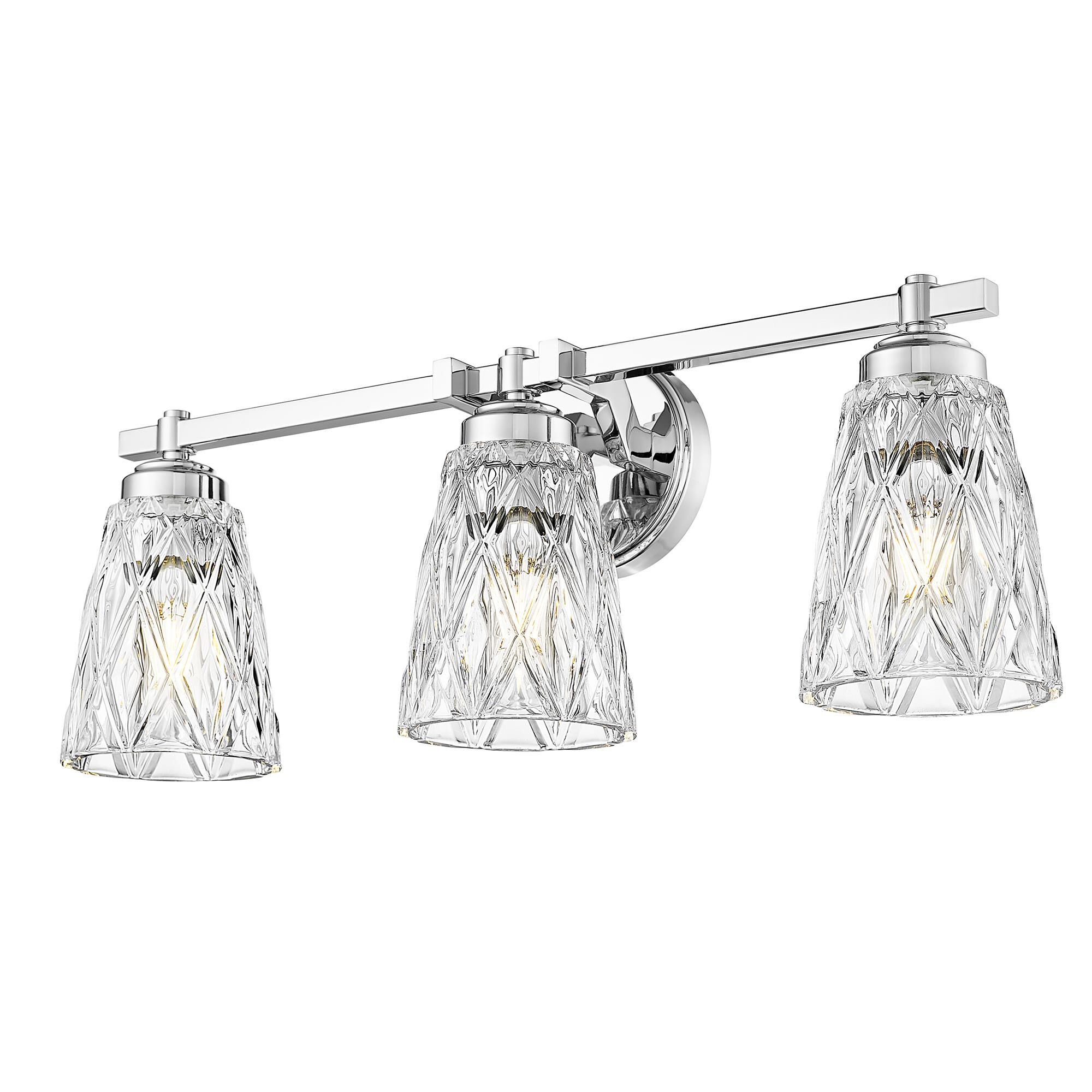 Shown in Chrome finish and Clear glass