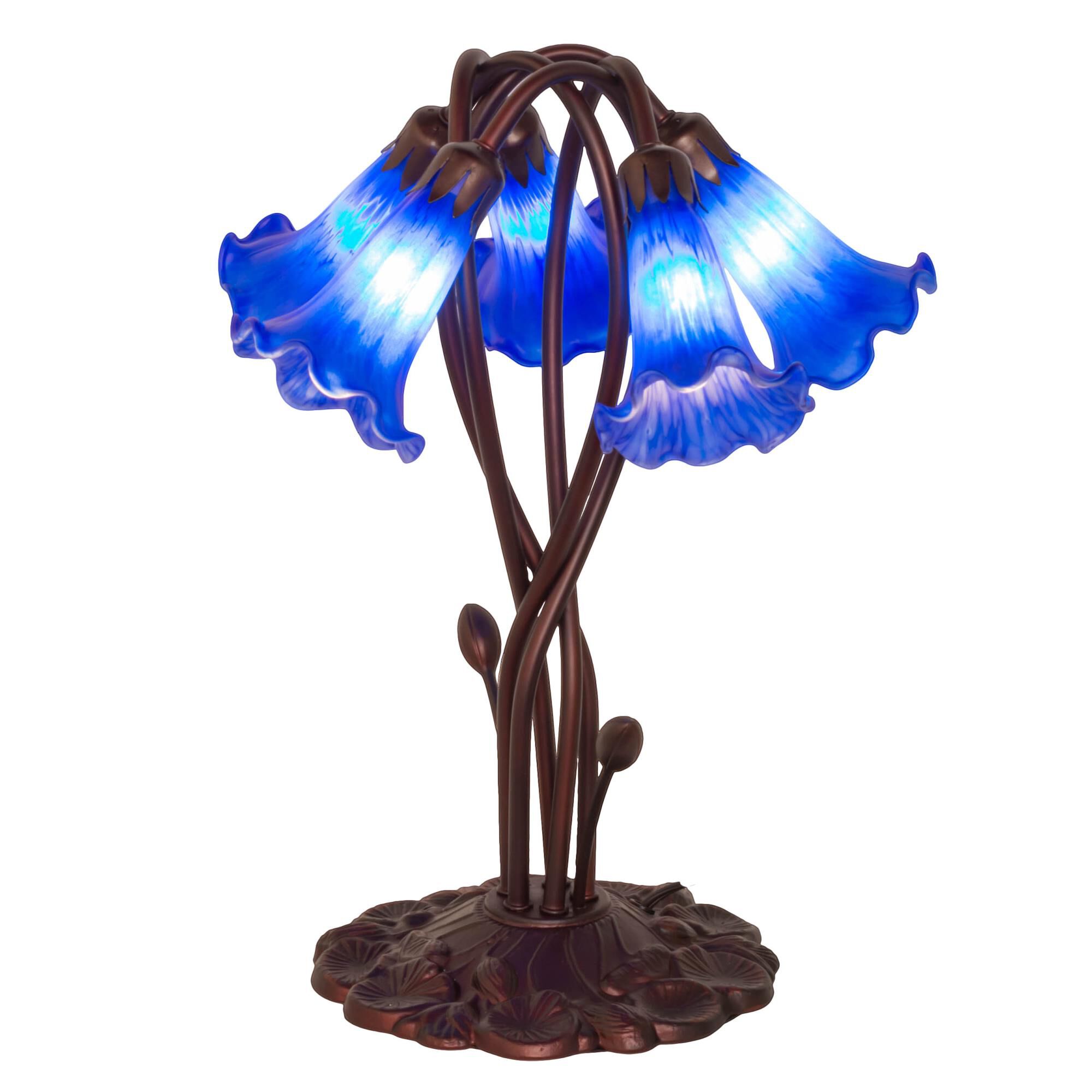 Blue Pond Lily 16 Inch Accent Lamp by Meyda Lighting
