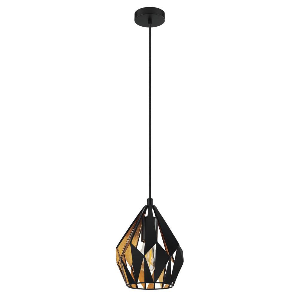 Shown in Matte Black and Gold Leaf finish and Matte Black Exterior and Gold Leaf Interior shade