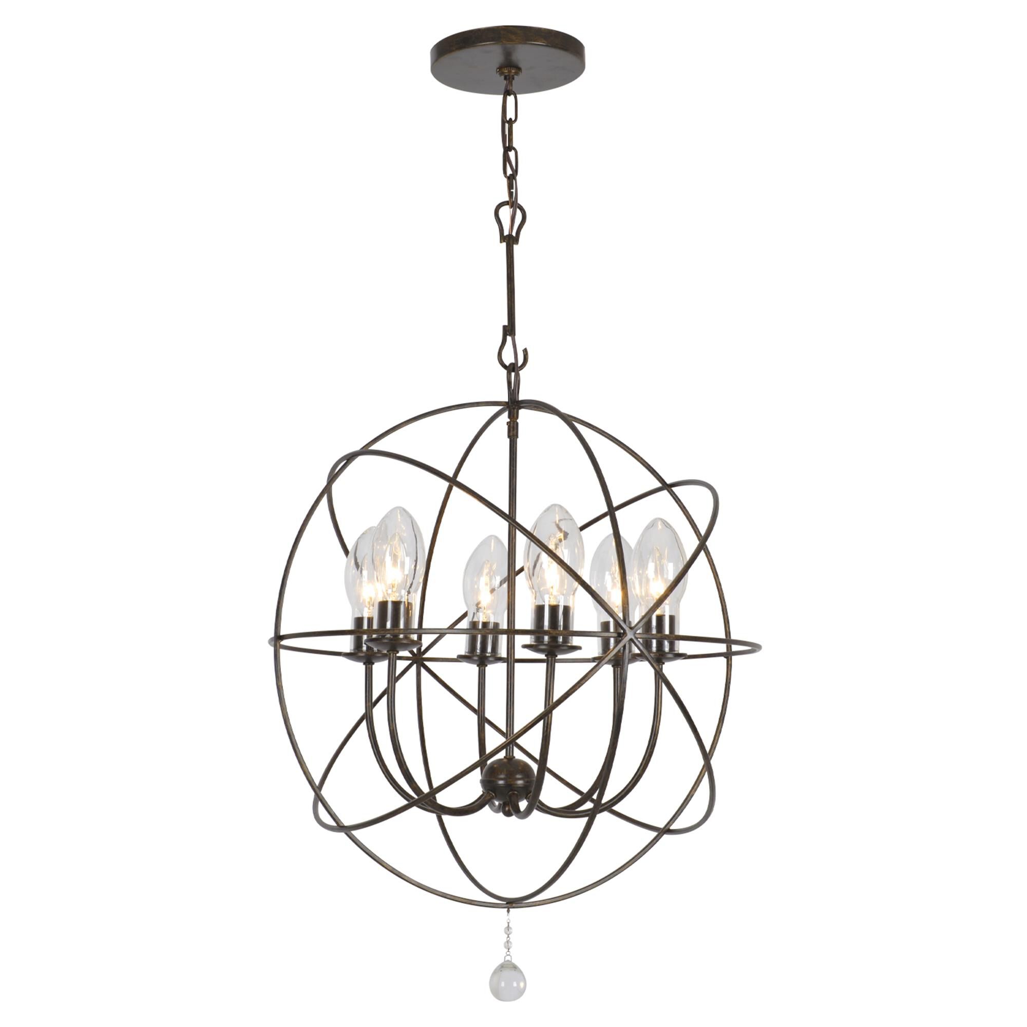 Shown in English Bronze finish and Clear Glass Drops crystal and Clear glass and Clear Glass shade