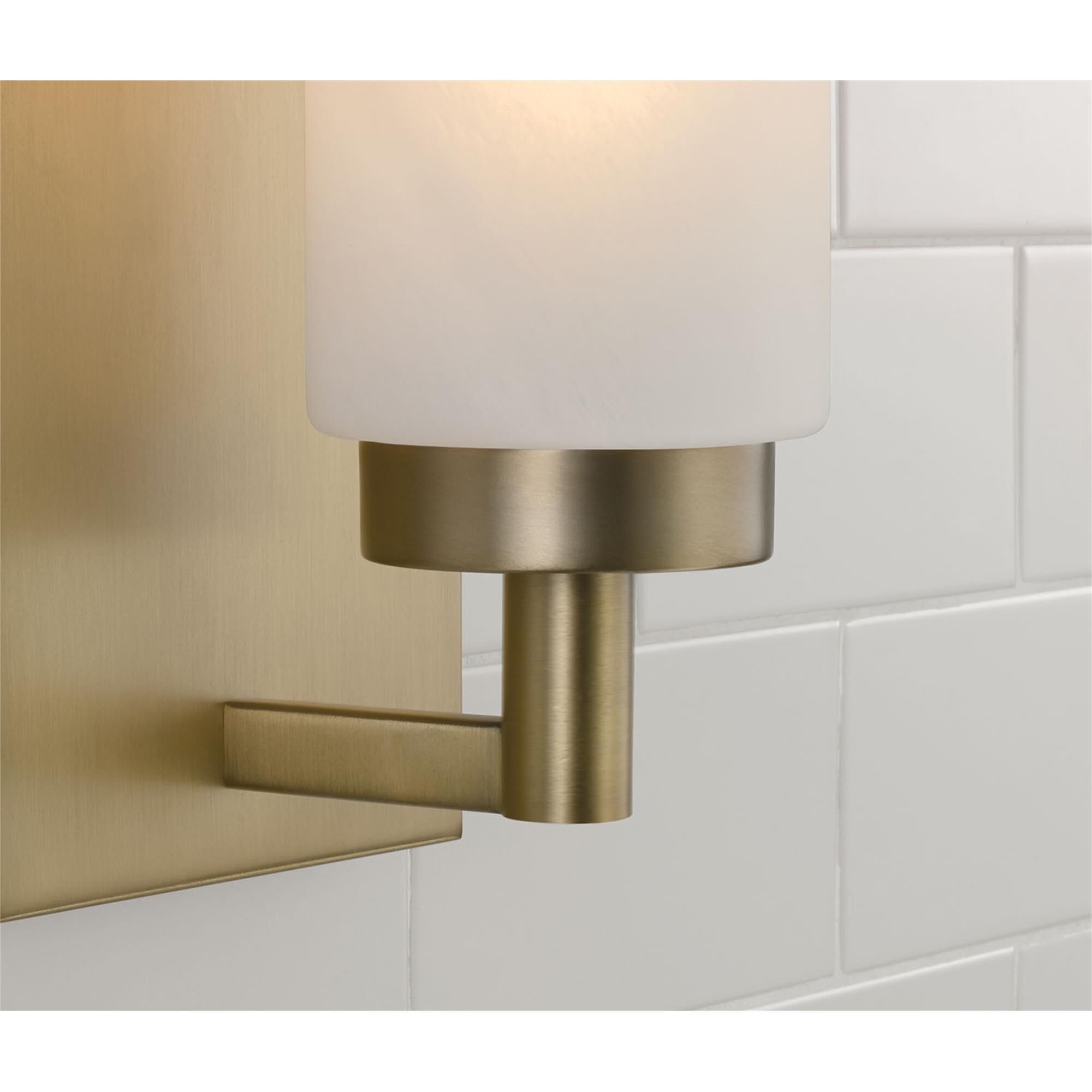 Shown in Aged Brass finish and Faux Alabaster glass