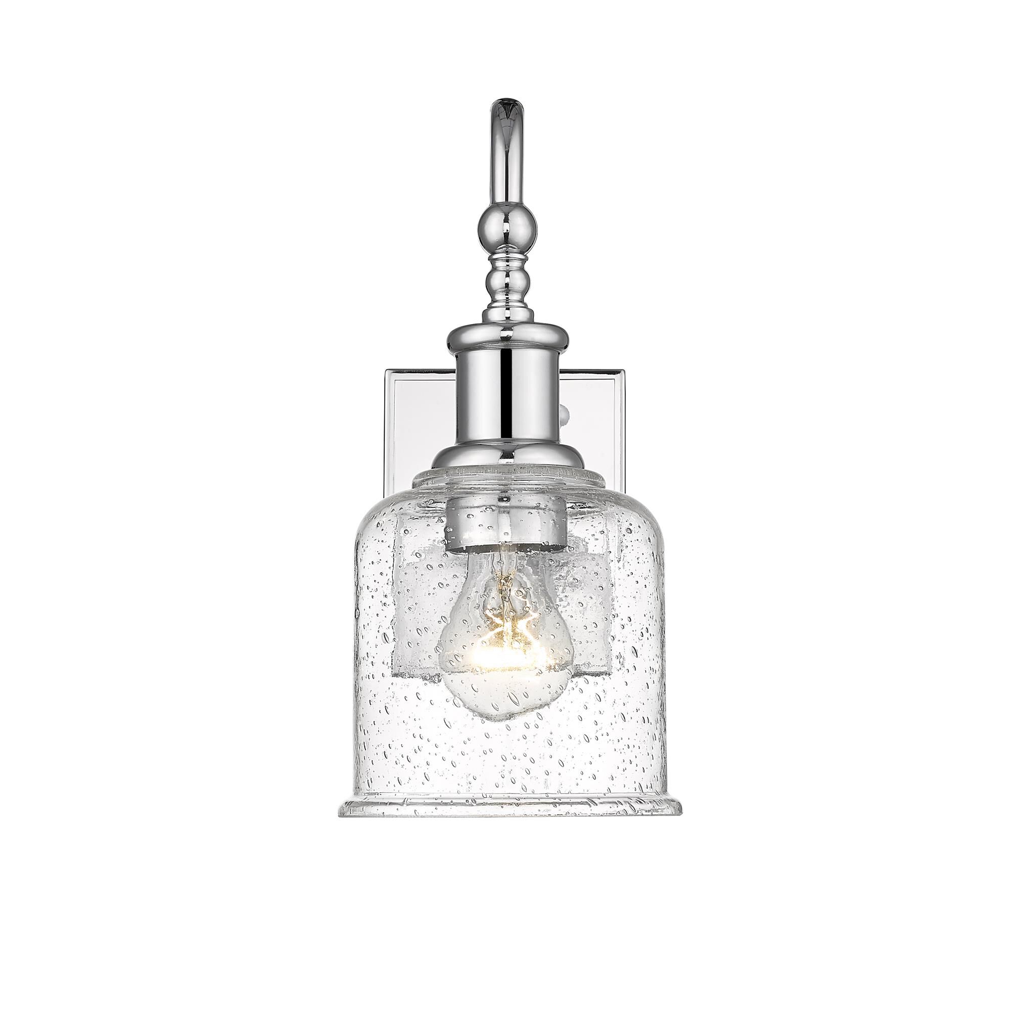 Shown in Chrome finish and Glass shade