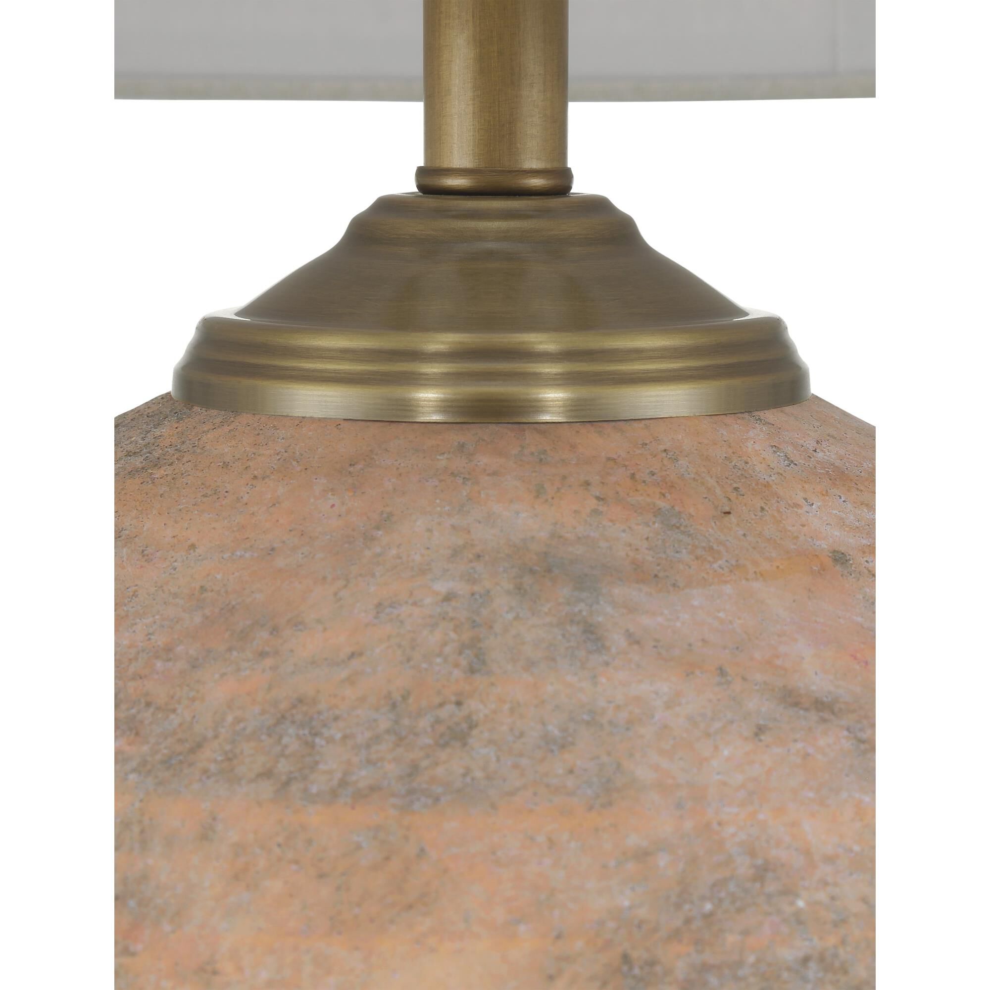 Shown in Textured Antique Brown finish and Natural Linen/Hardback/Double Fold/Self Trim shade