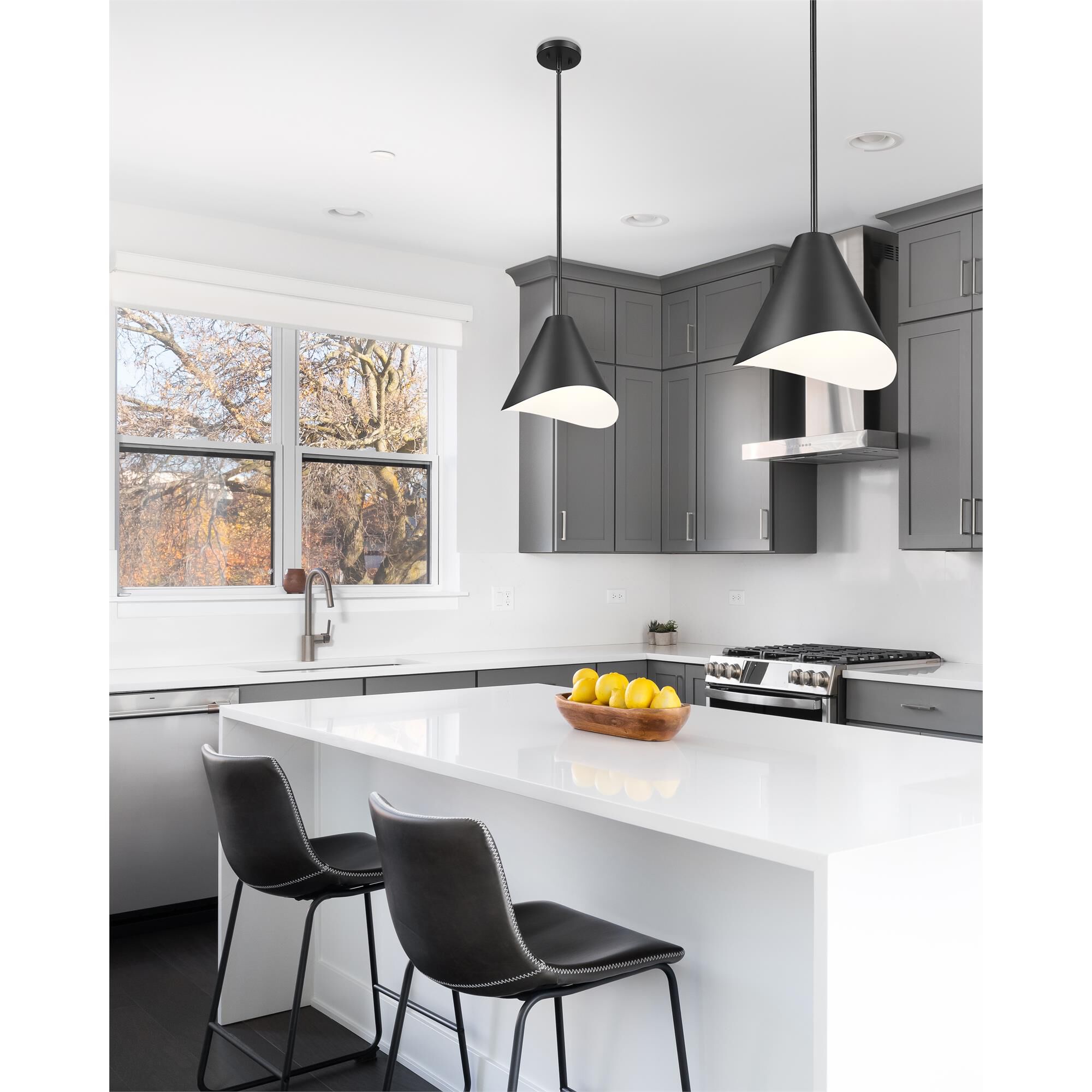 Shown in Matte Black finish and Matte Black And Inner White glass and Matte Black And Inner White shade