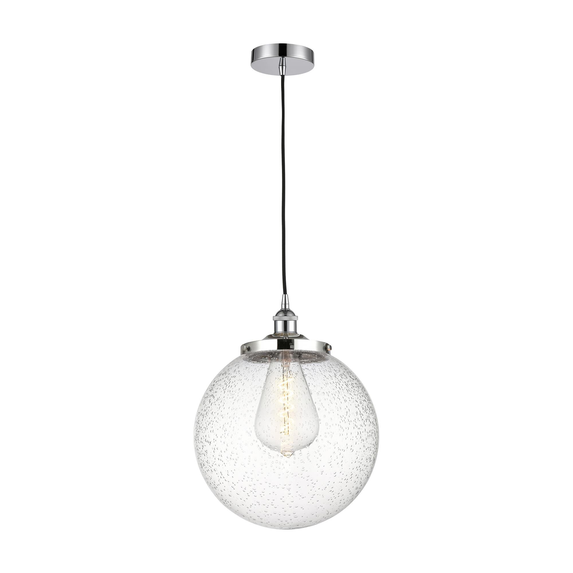 Shown in Polished Chrome finish and Seedy glass