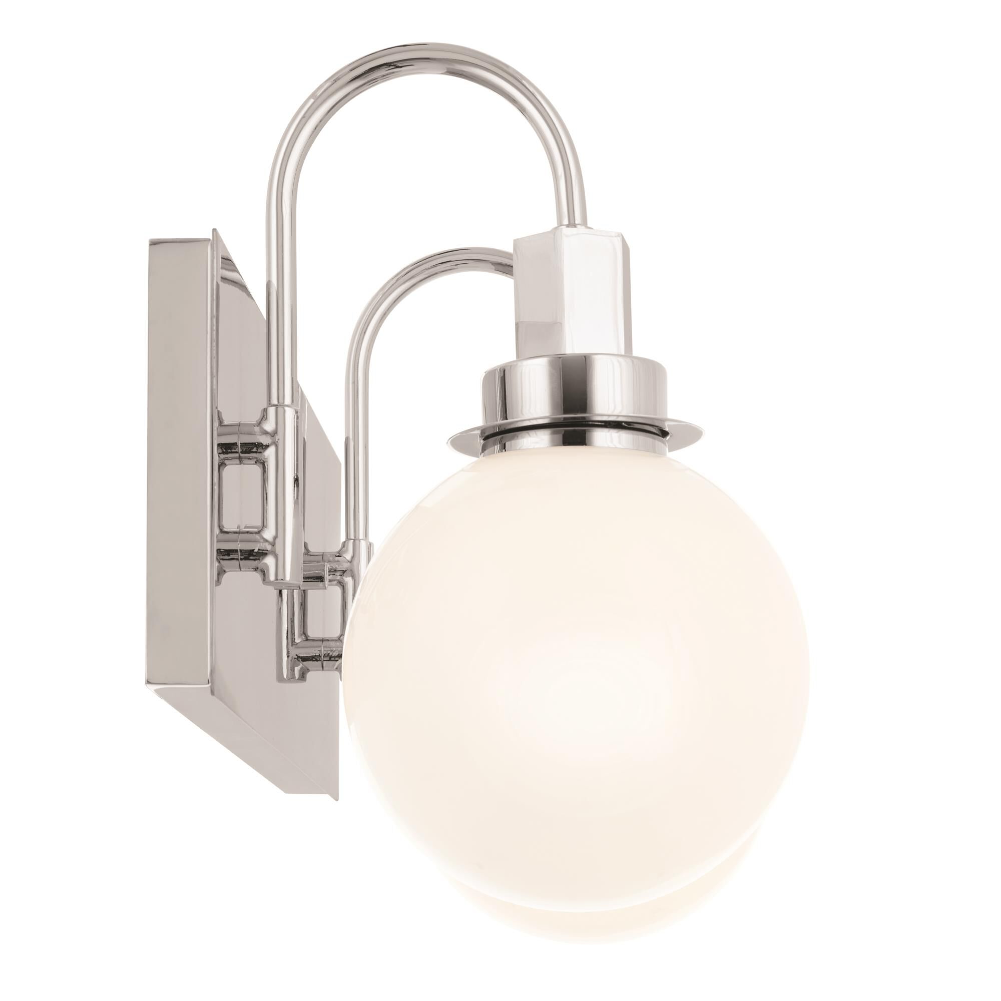 Shown in Chrome finish and Opal glass